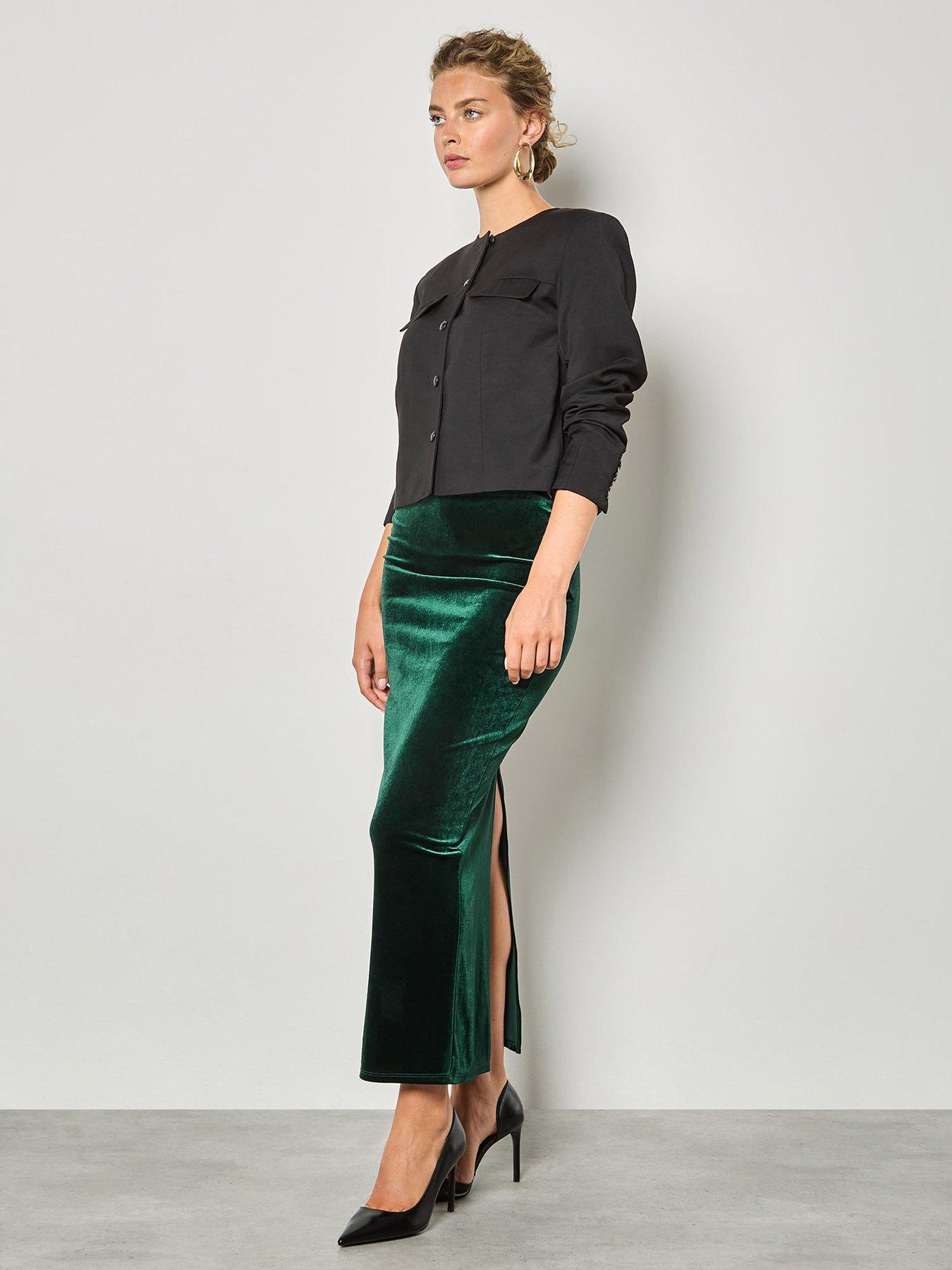  image of apricot-velvet-long-maxi-skirt