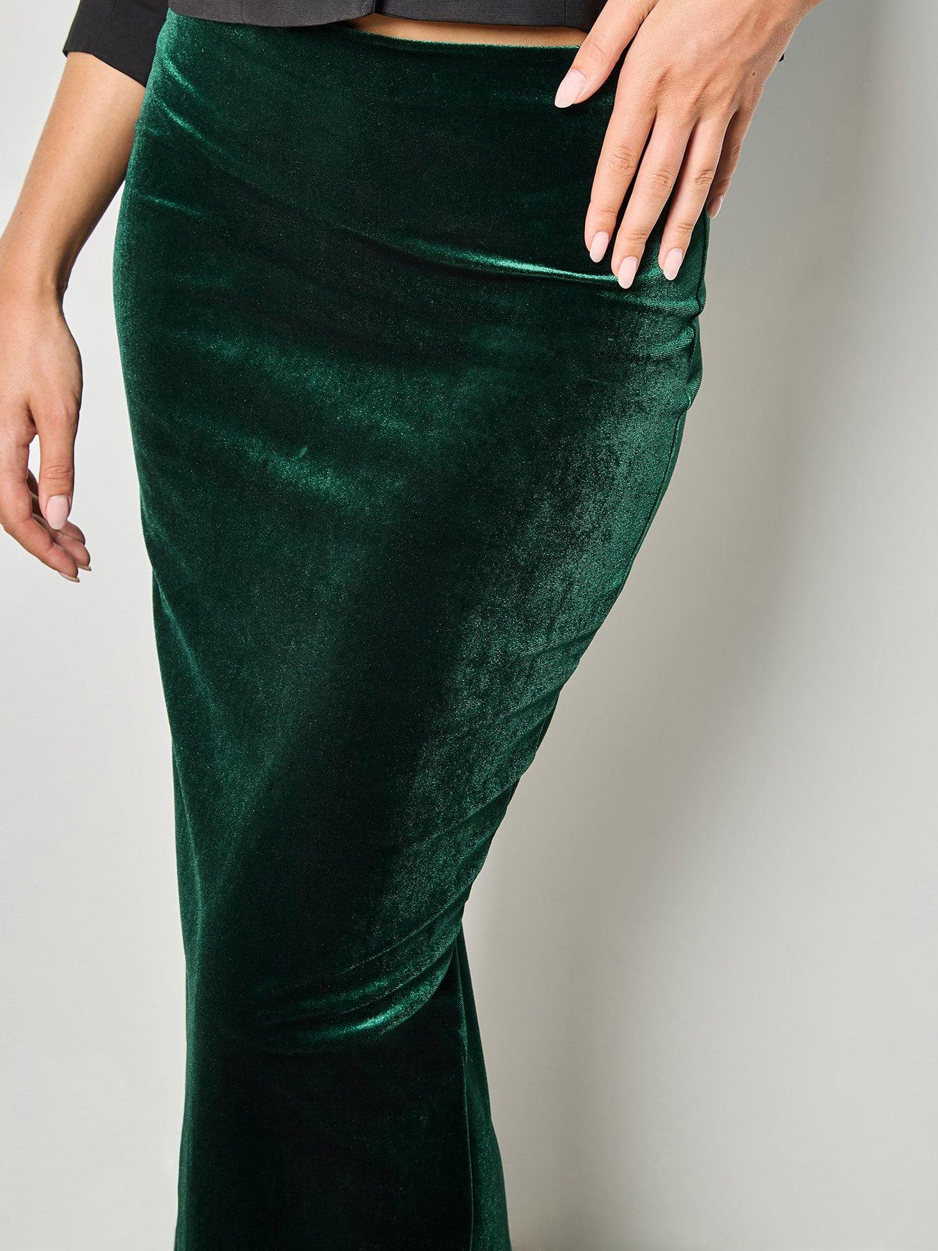  image of apricot-velvet-long-maxi-skirt