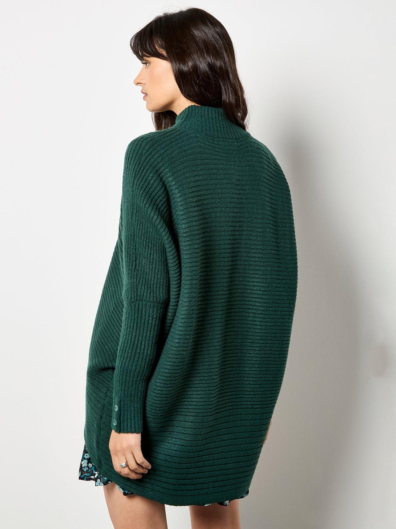 Image 2 of 4 of Apricot Chevron High Low Mock Neck Jumper