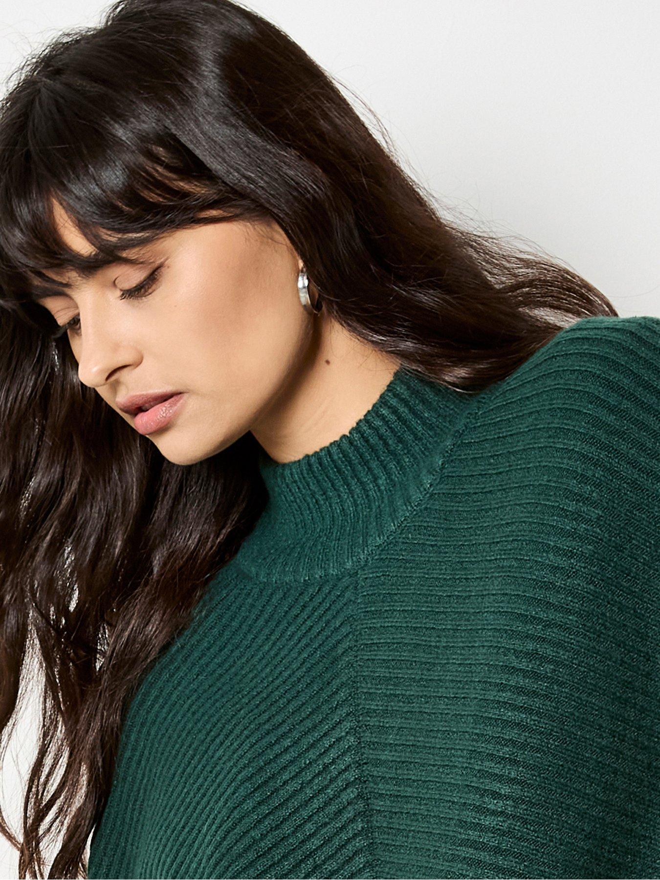 Image 4 of 4 of Apricot Chevron High Low Mock Neck Jumper