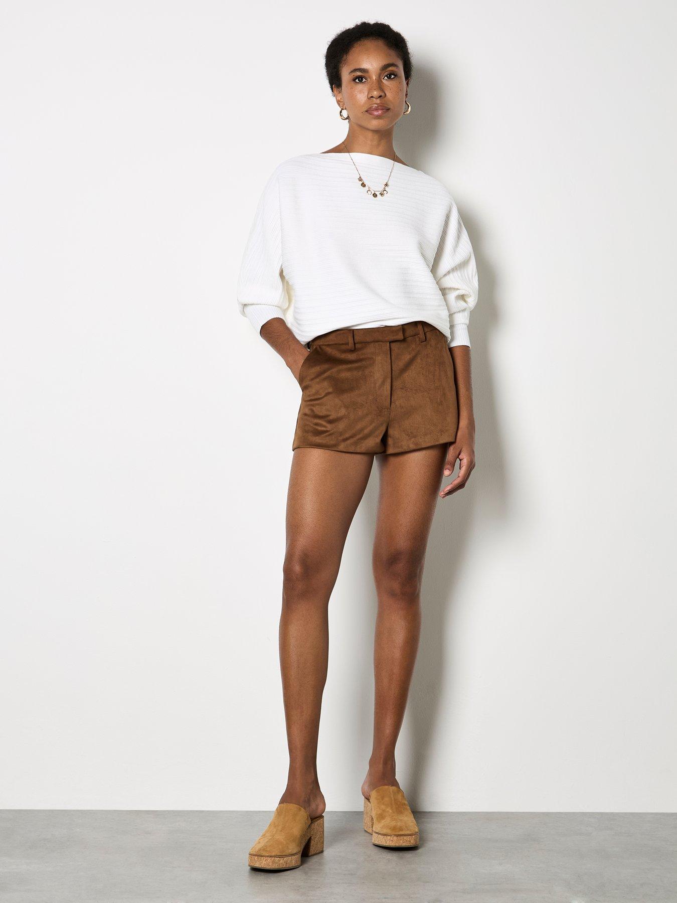  image of apricot-suede-lined-micro-short