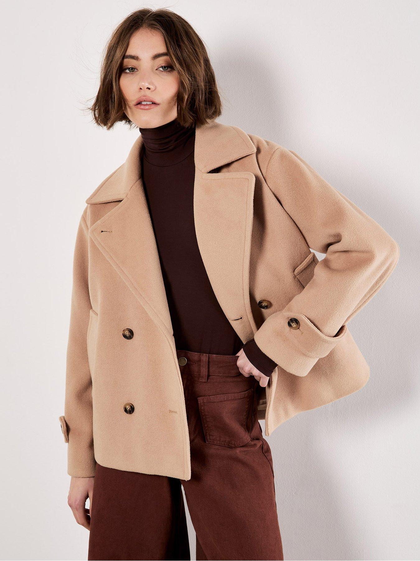  image of apricot-tailored-short-trench-jacket