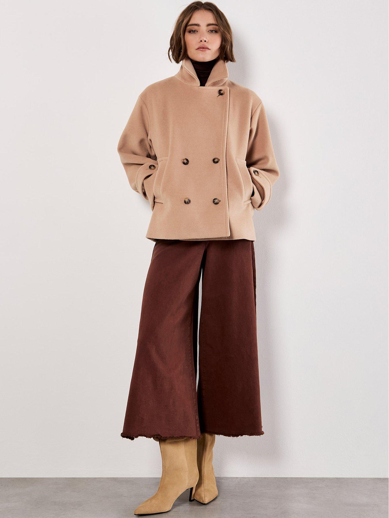  image of apricot-tailored-short-trench-jacket