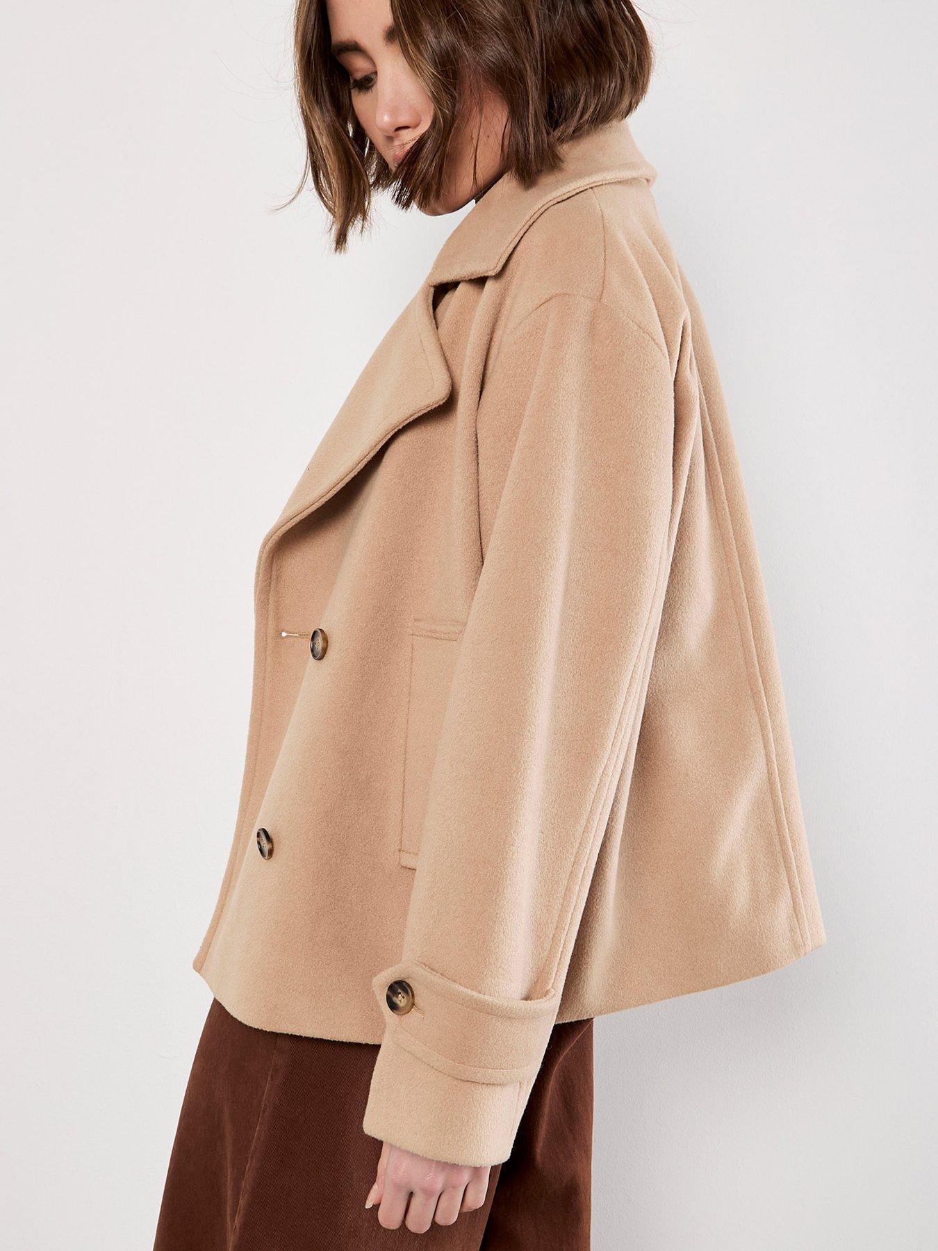  image of apricot-tailored-short-trench-jacket