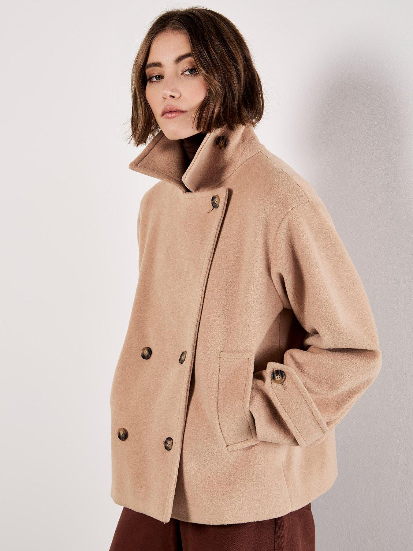  image of apricot-tailored-short-trench-jacket