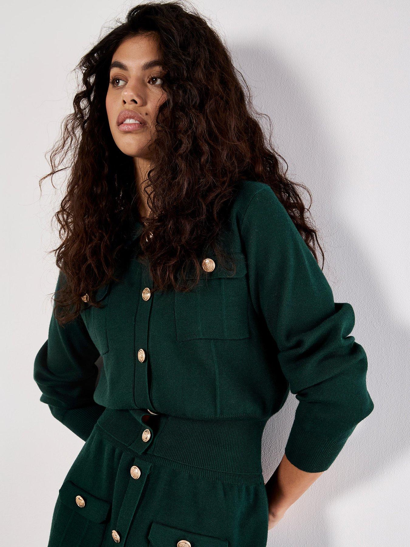  image of apricot-gold-colour-button-knit-cardigan