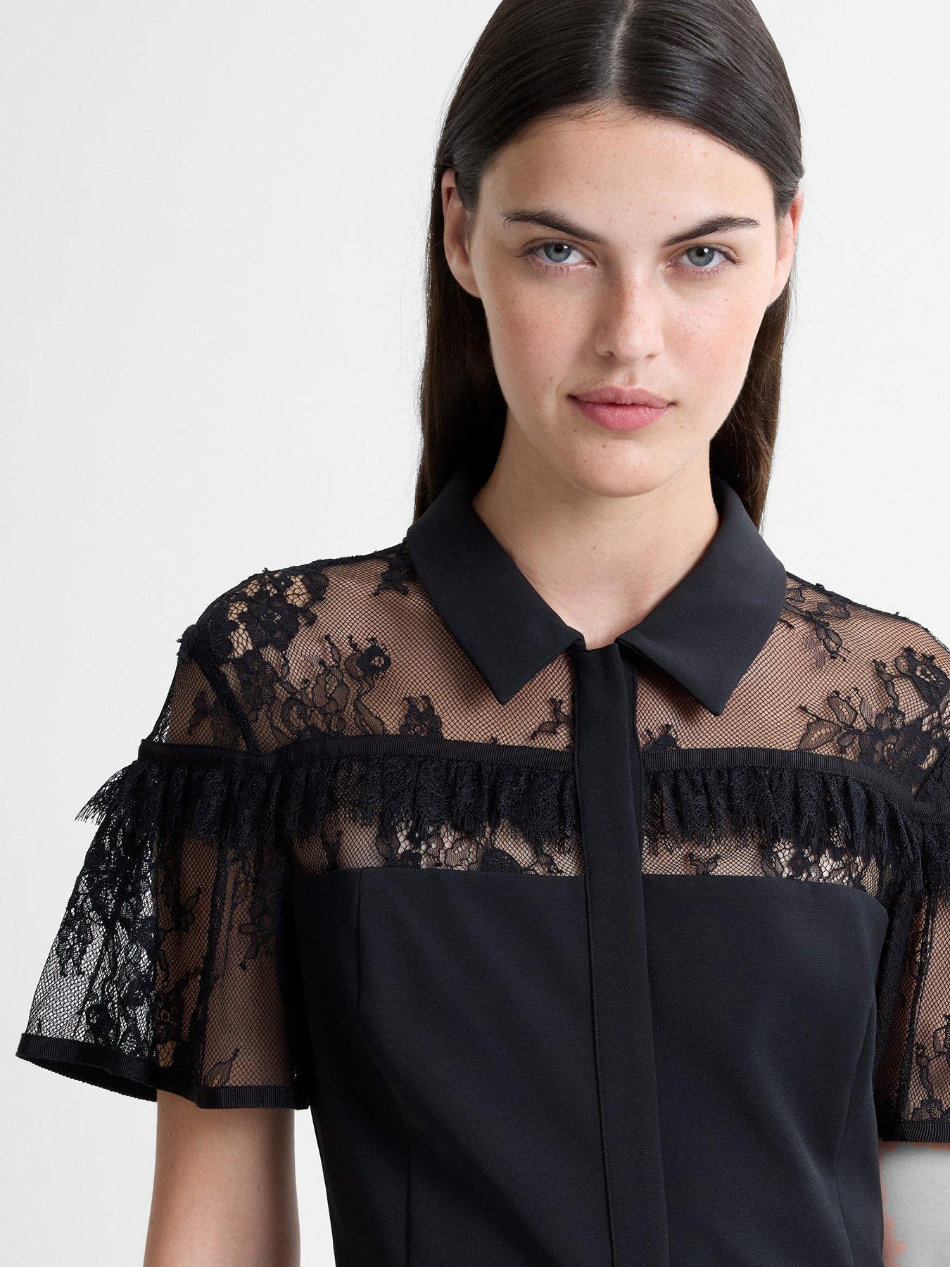 luminosity splice lace dress Black Lace Splicing Slip Maxi Dress main image 1