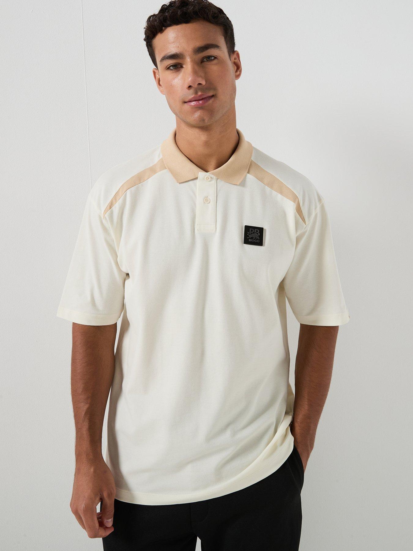 HUGO X Rb Dunios Contrast Collar Relaxed Fit Polo Shirt - White