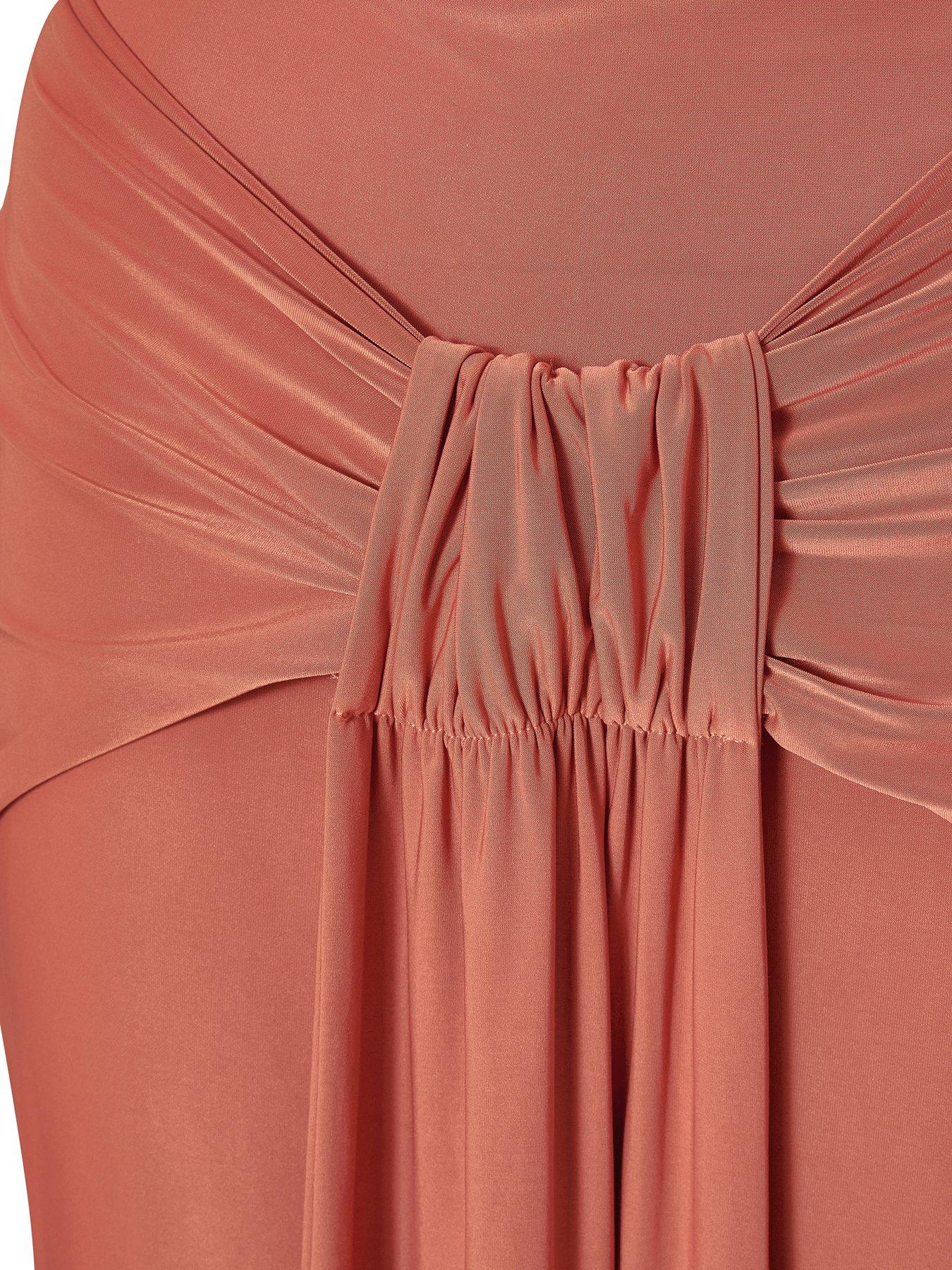 Image 6 of 6 of Quiz Rust Drape Front Maxi Dress