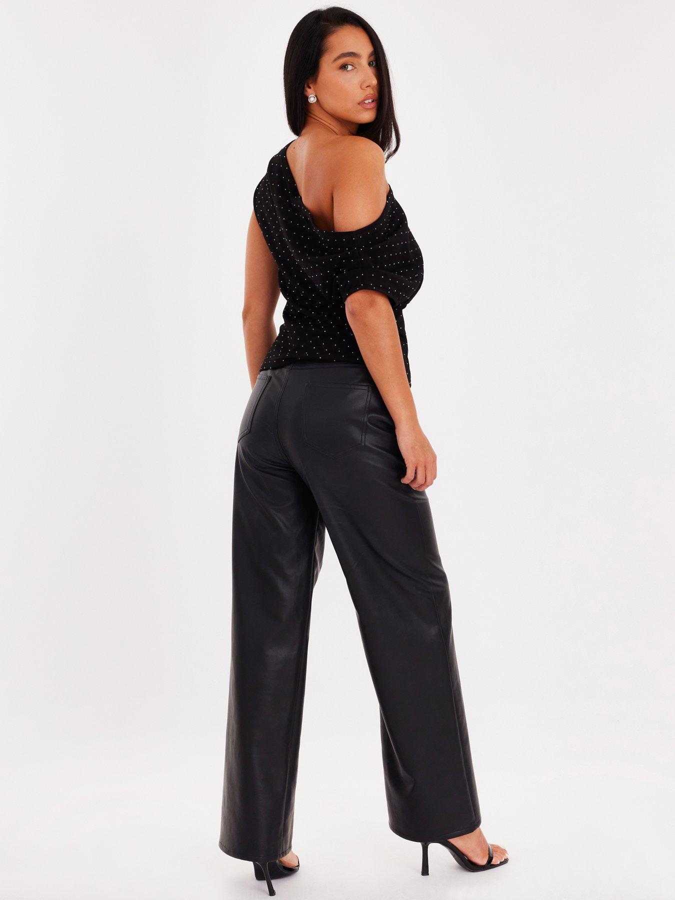  image of quiz-black-diamante-drape-neck-top