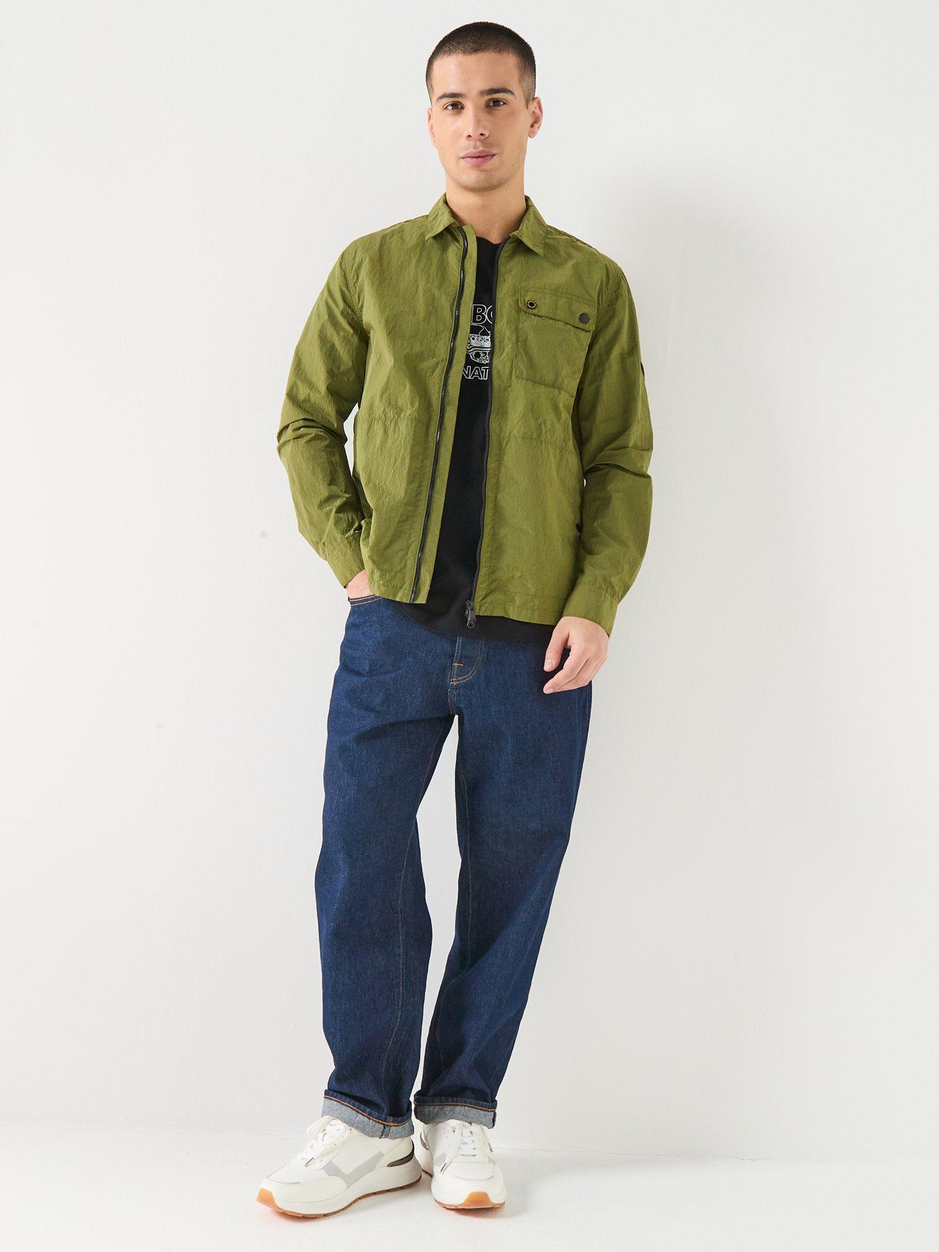 Image 3 of 6 of Barbour International Inline Crinkle Overshirt - Olive Green