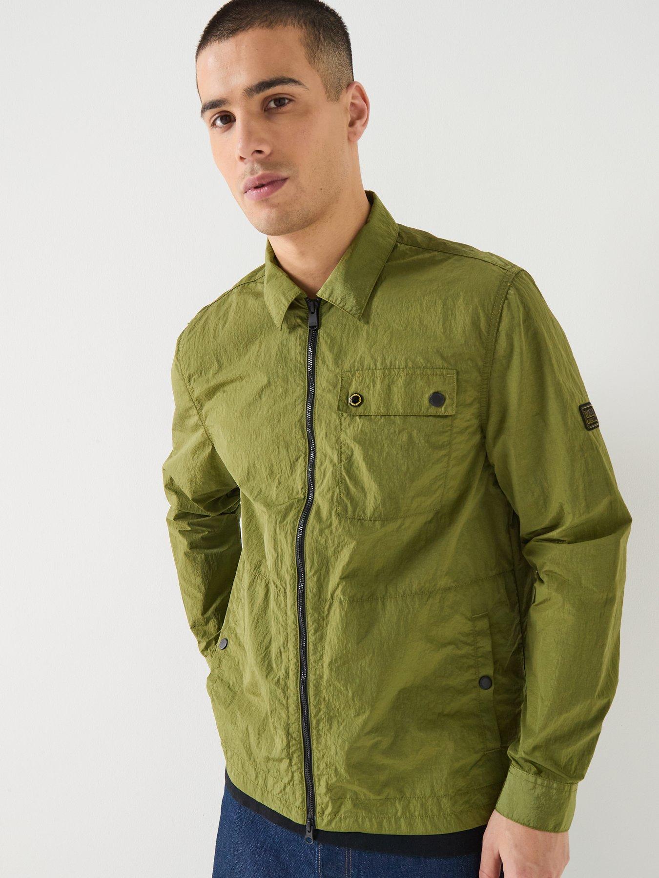 Image 4 of 6 of Barbour International Inline Crinkle Overshirt - Olive Green