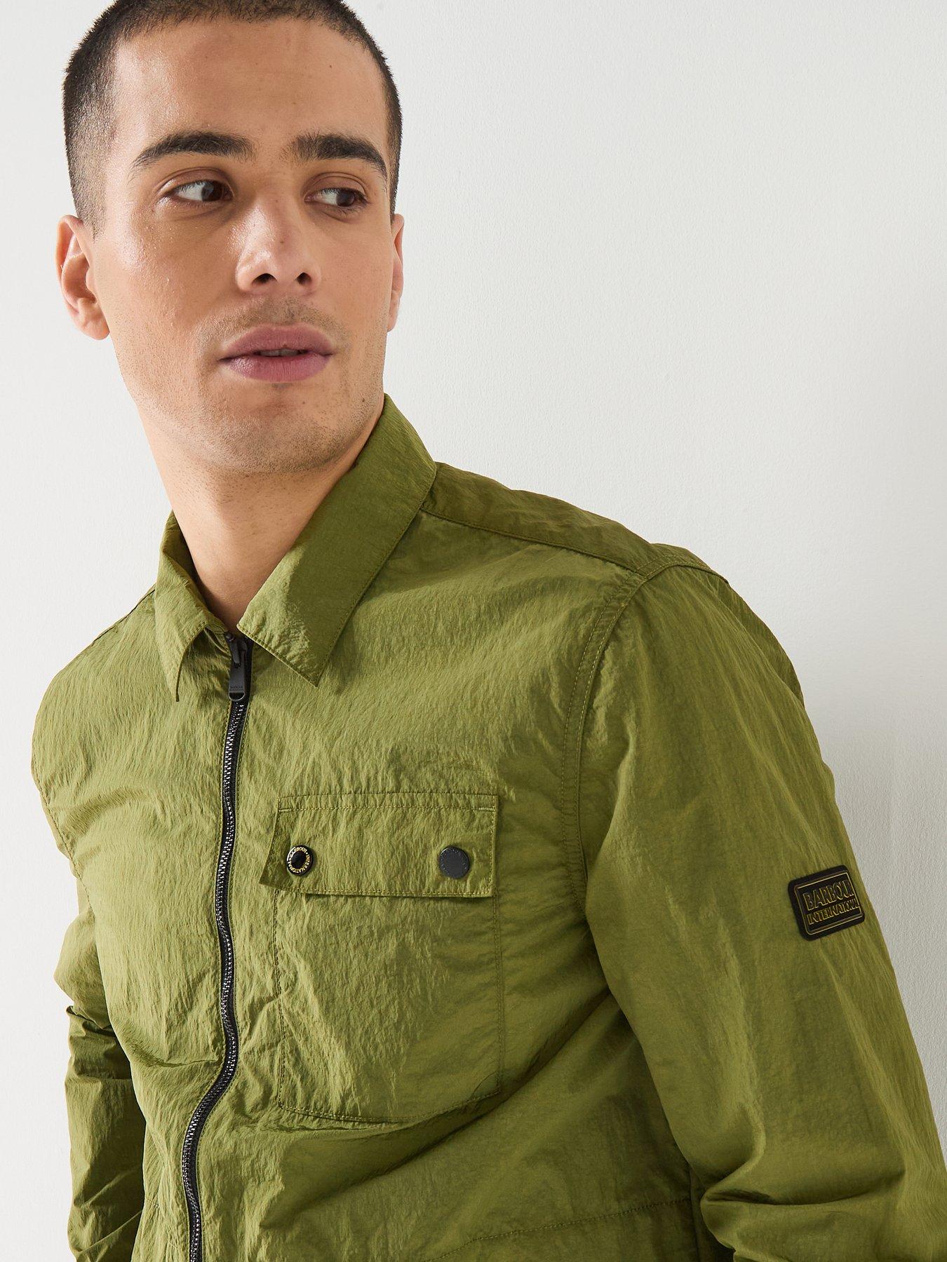 Image 5 of 6 of Barbour International Inline Crinkle Overshirt - Olive Green