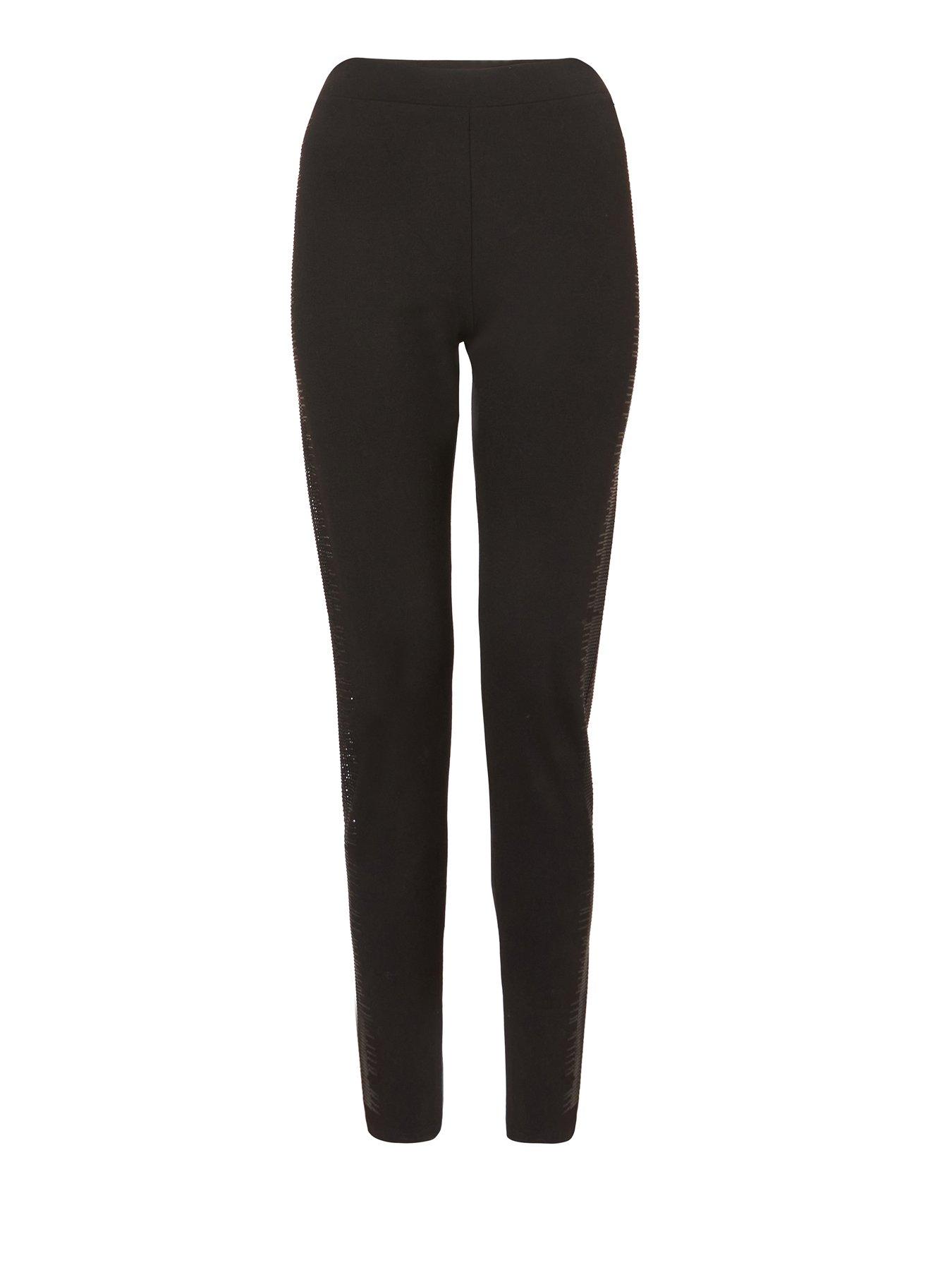  image of quiz-black-diamante-side-leggings