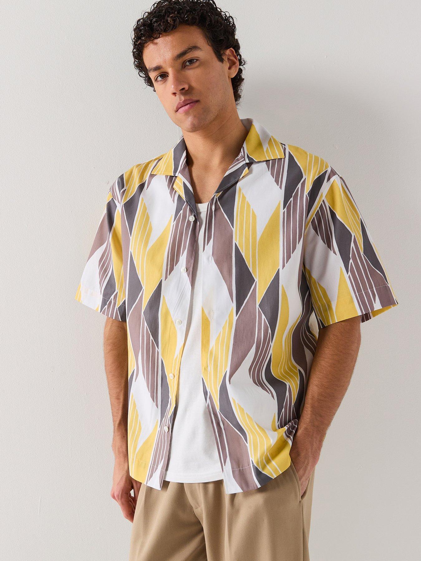 HUGO Espino Oversize Fit Printed Short Sleeve Shirt - White/Multi