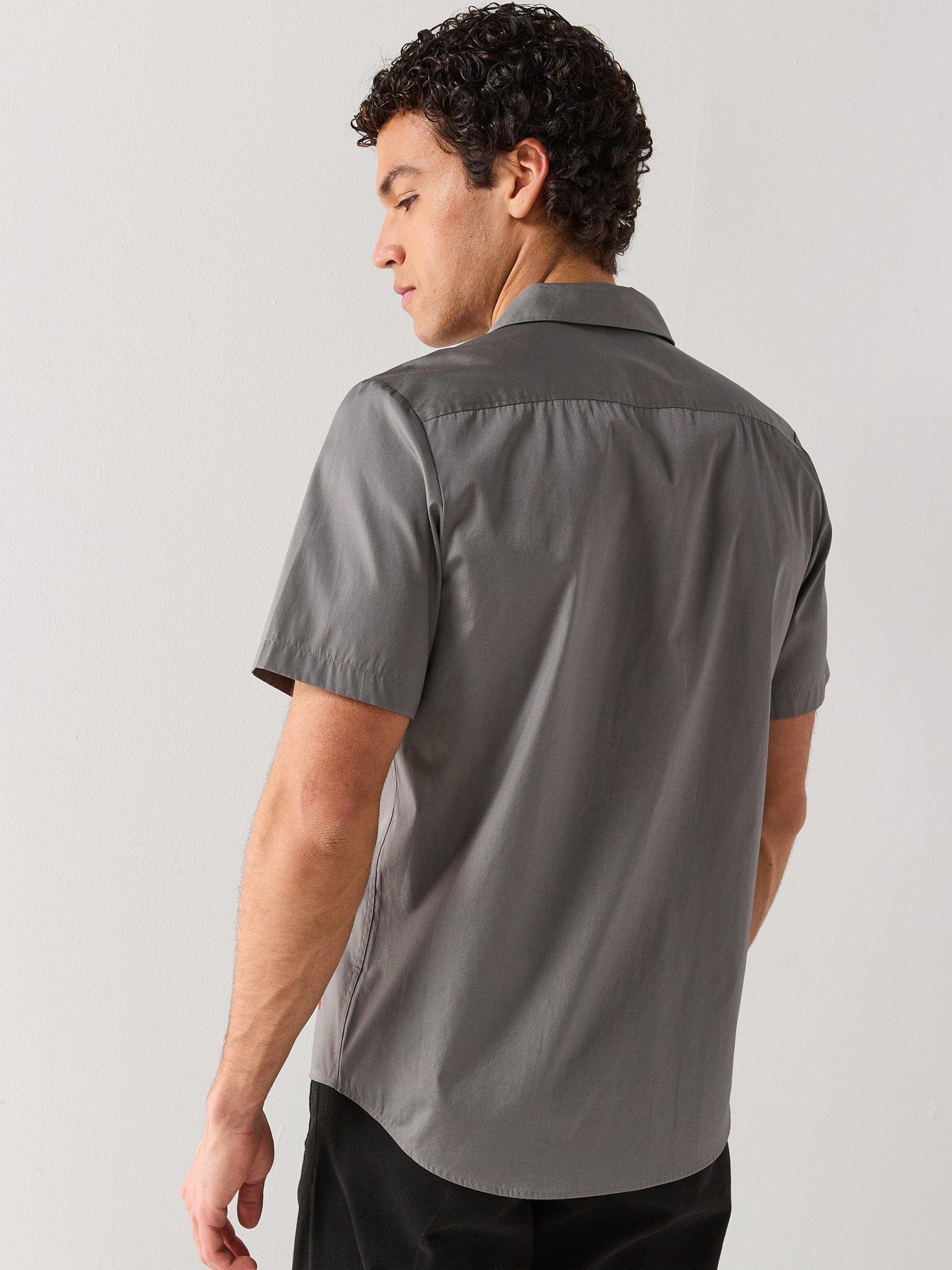Image 2 of 4 of HUGO Ellino Relaxed Fit Revere Collar Short Sleeve Shirt - Dark Grey