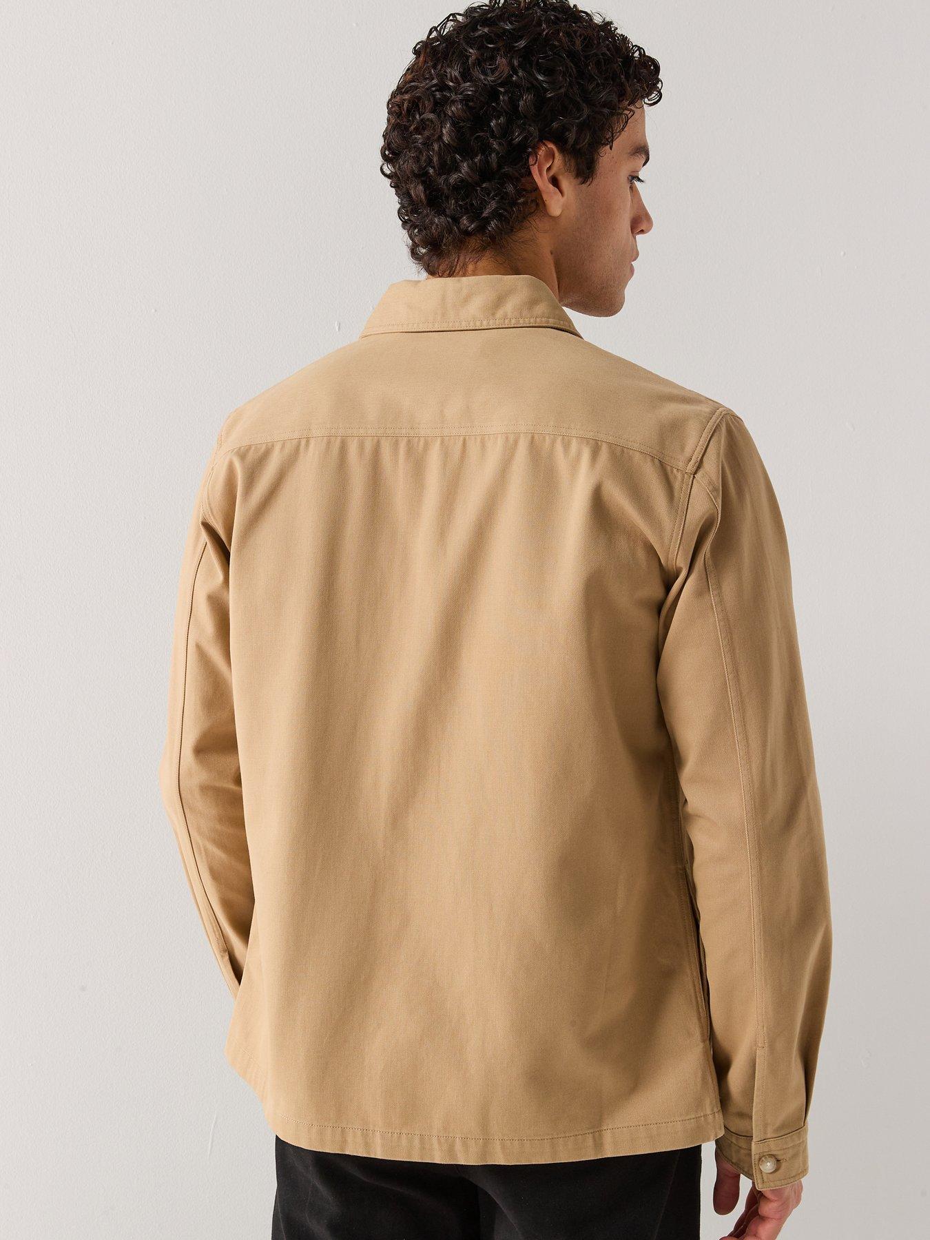  image of hugo-epoldo-oversize-fit-long-sleeve-overshirt-beige