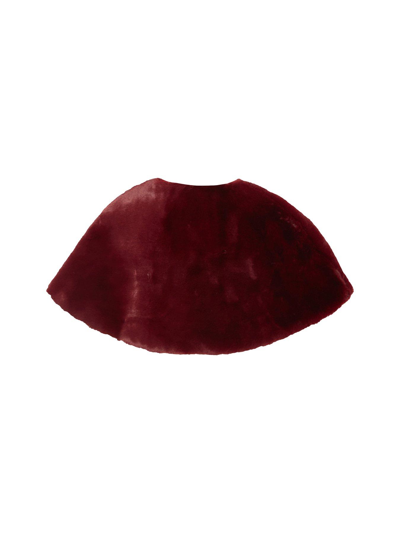  image of quiz-burgundy-bow-detail-faux-fur-wrap