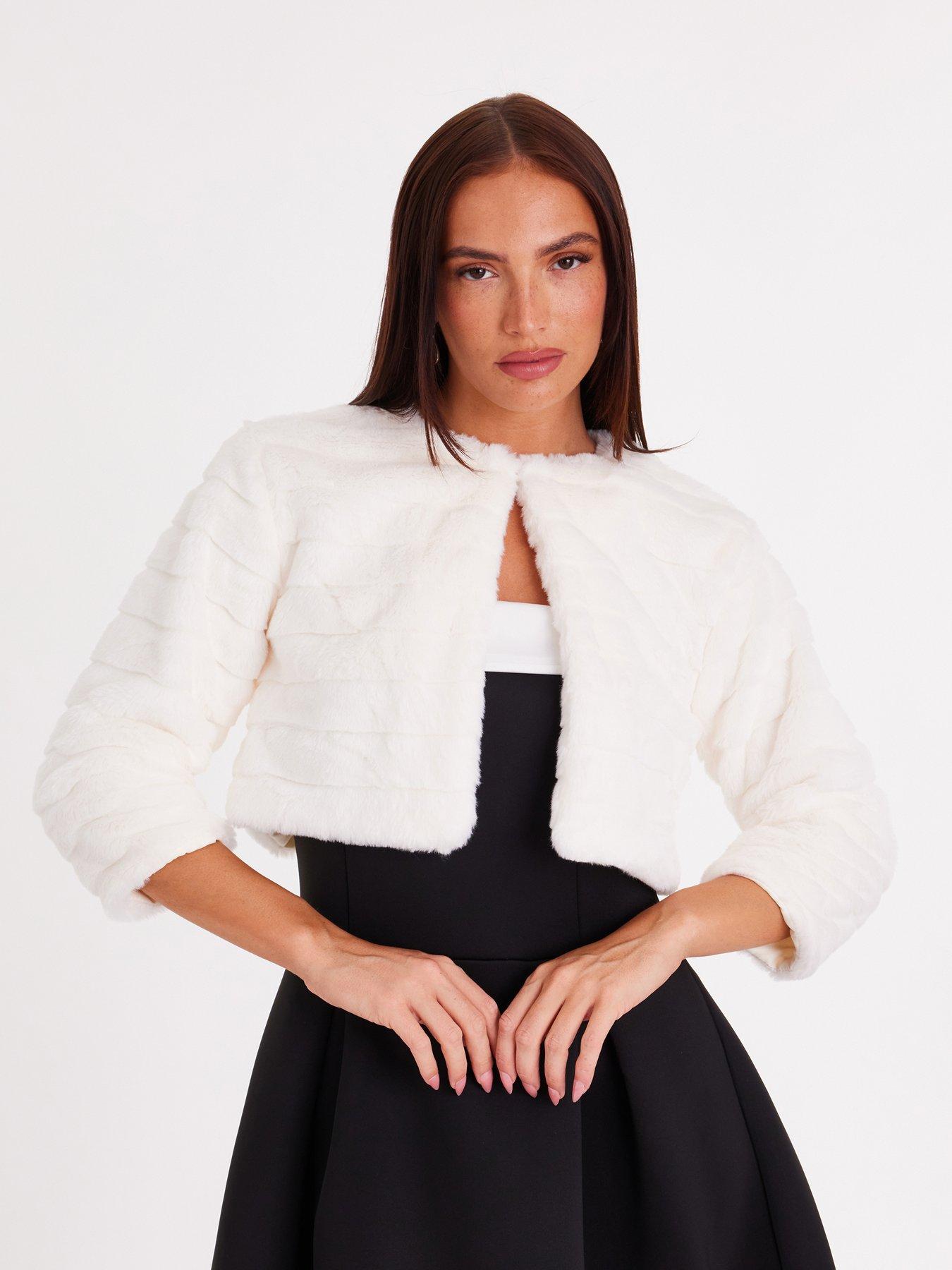  image of quiz-white-faux-fur-cropped-cover-up