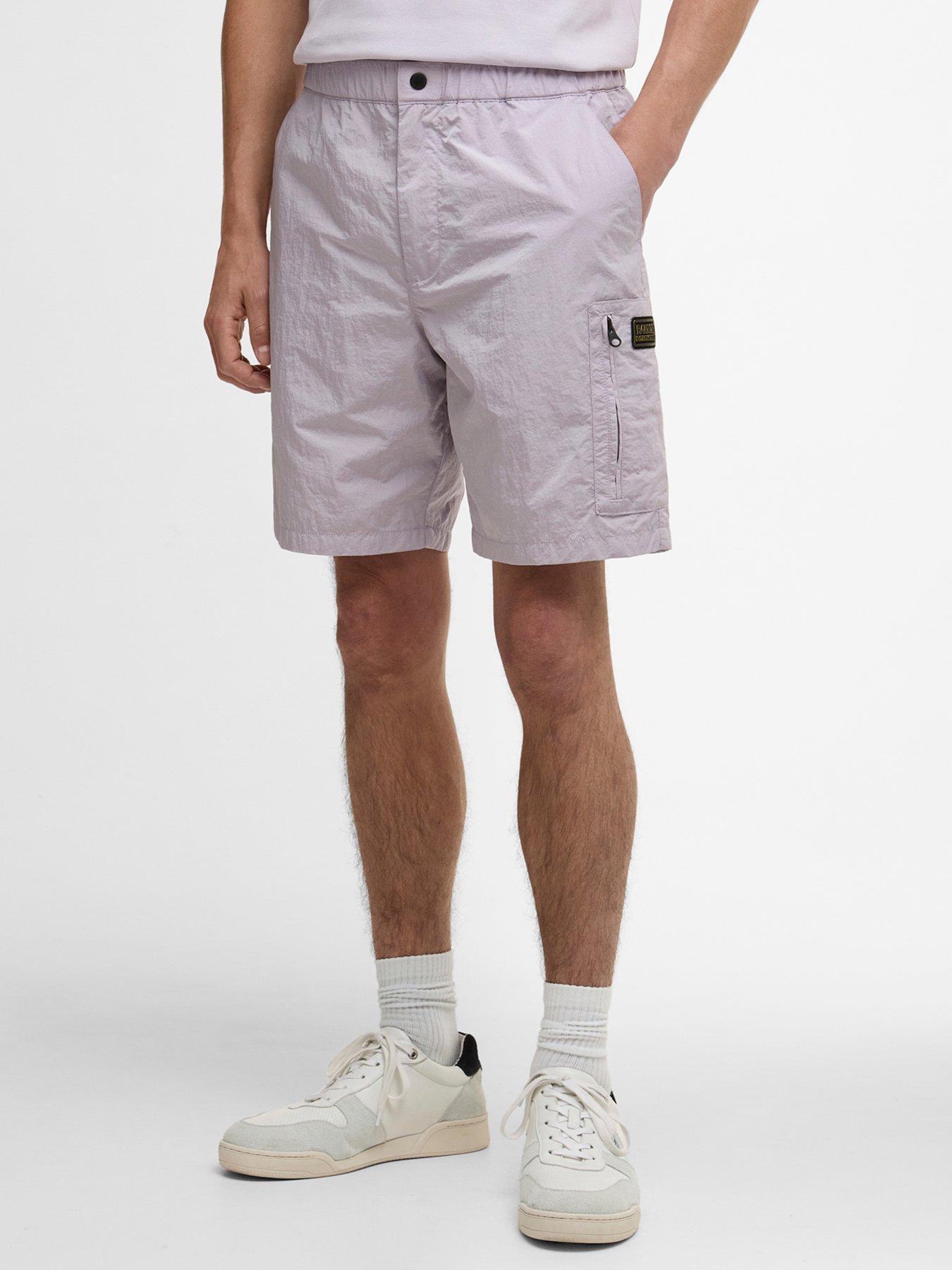 front image of barbour-international-inline-relaxed-shorts-purple
