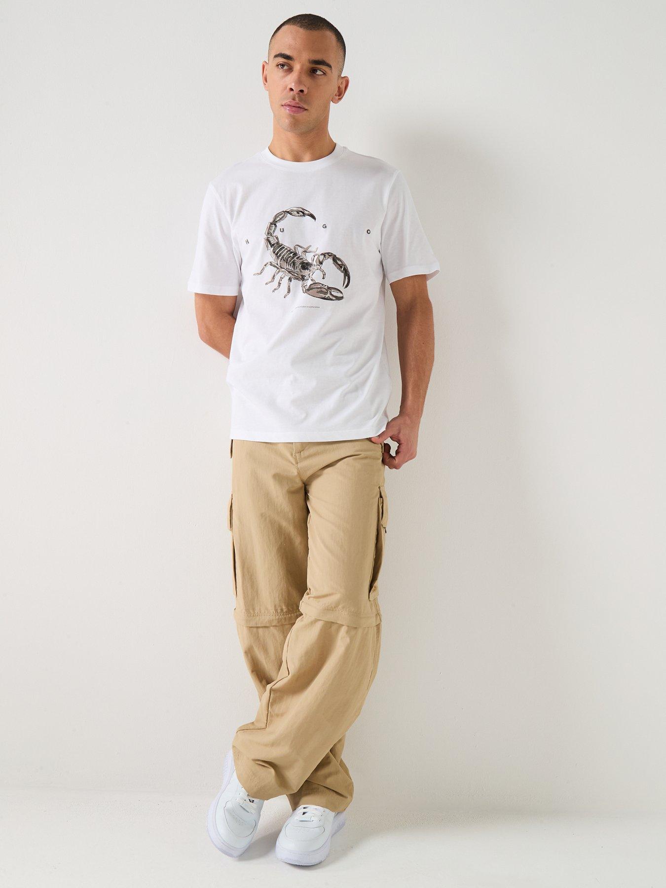 Image 3 of 4 of HUGO Discorb Scorpion Print T-Shirt - White