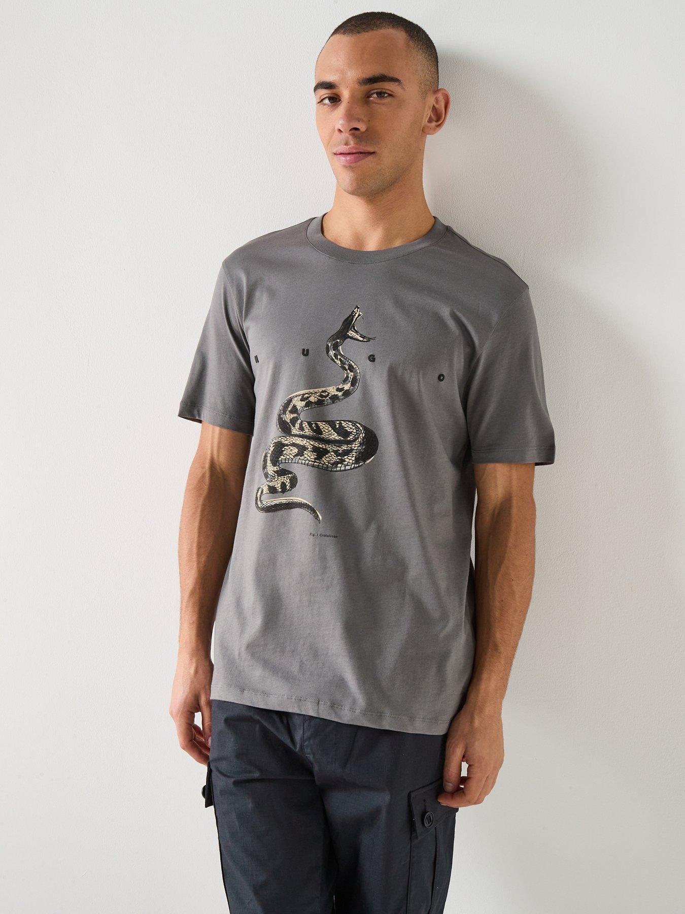 HUGO Discorb Snake Print T-Shirt - Dark Grey