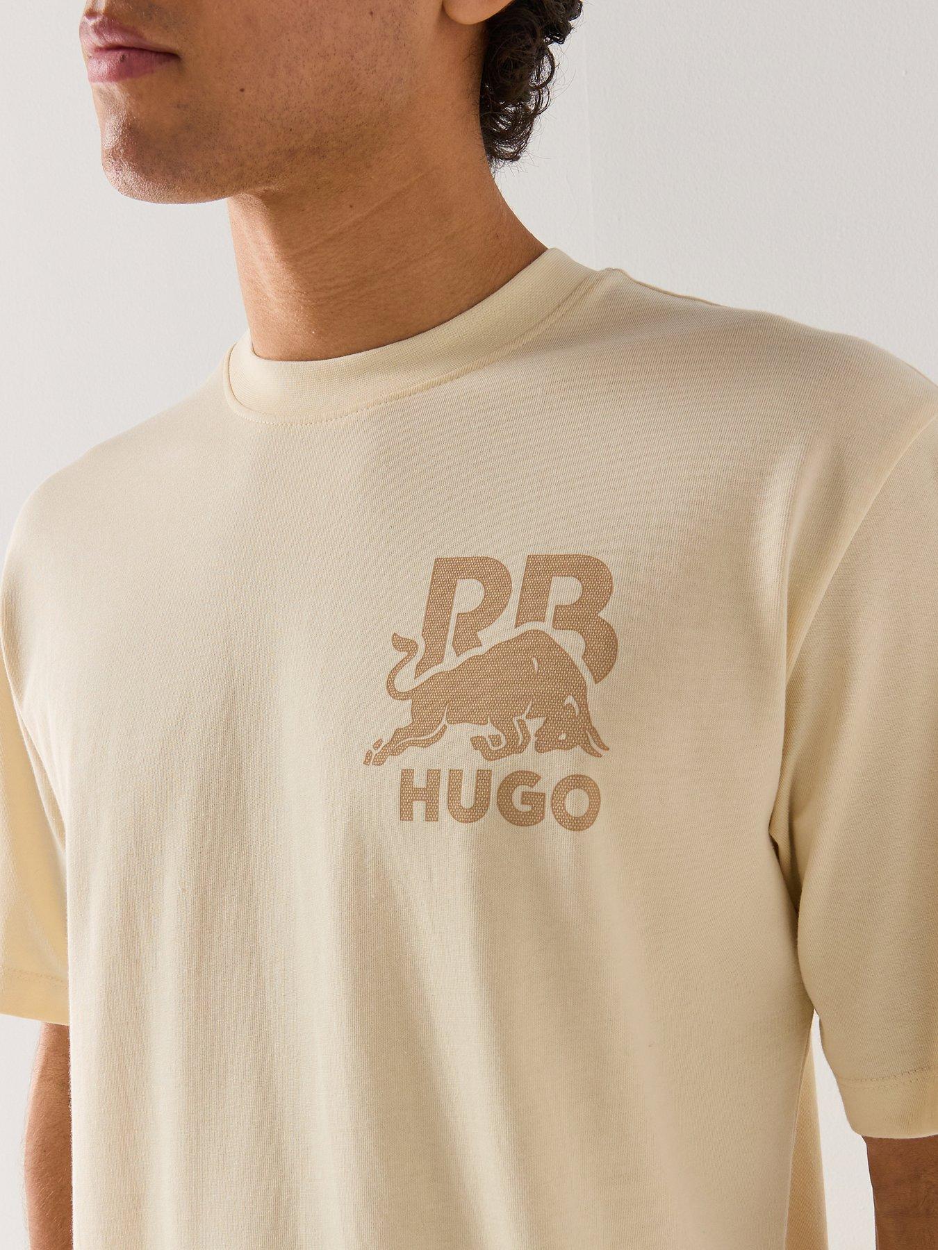 Image 4 of 4 of HUGO X RB Delel Relaxed Fit Bull Motif Logo T-Shirt - White