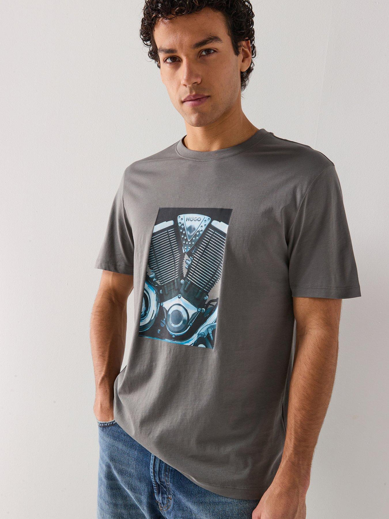 HUGO Dostino Printed Regular Fit T-Shirt - Dark Grey