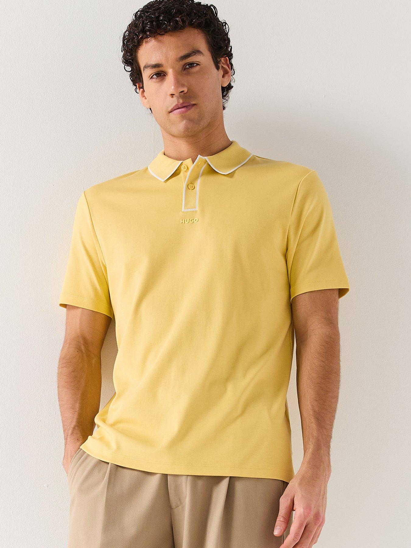 HUGO Dalumo Outline Placket Regular Fit Polo Shirt - Yellow