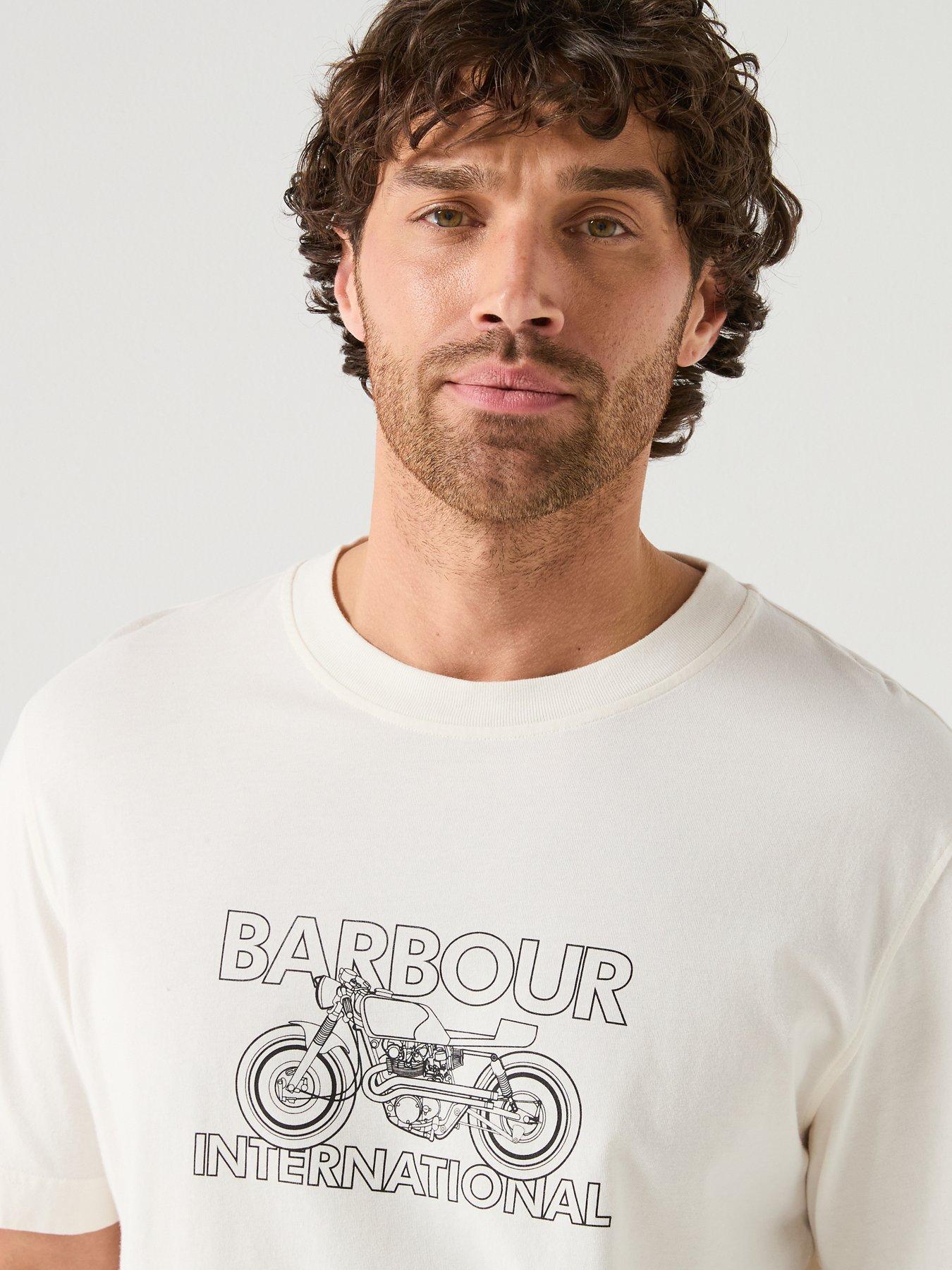 Image 4 of 6 of Barbour International Cowl Motorbike Graphic Relaxed T-Shirt - White