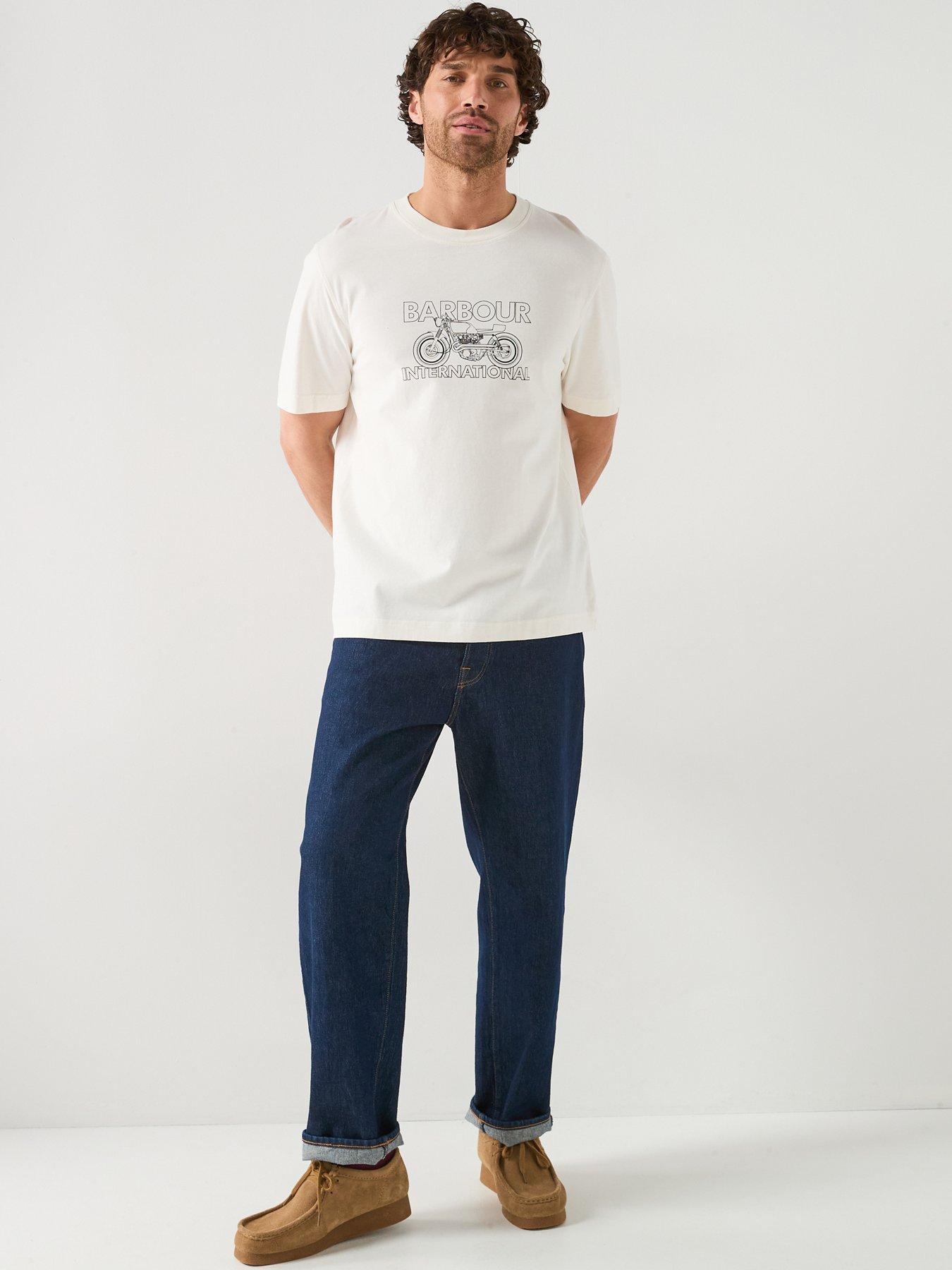 Image 5 of 6 of Barbour International Cowl Motorbike Graphic Relaxed T-Shirt - White