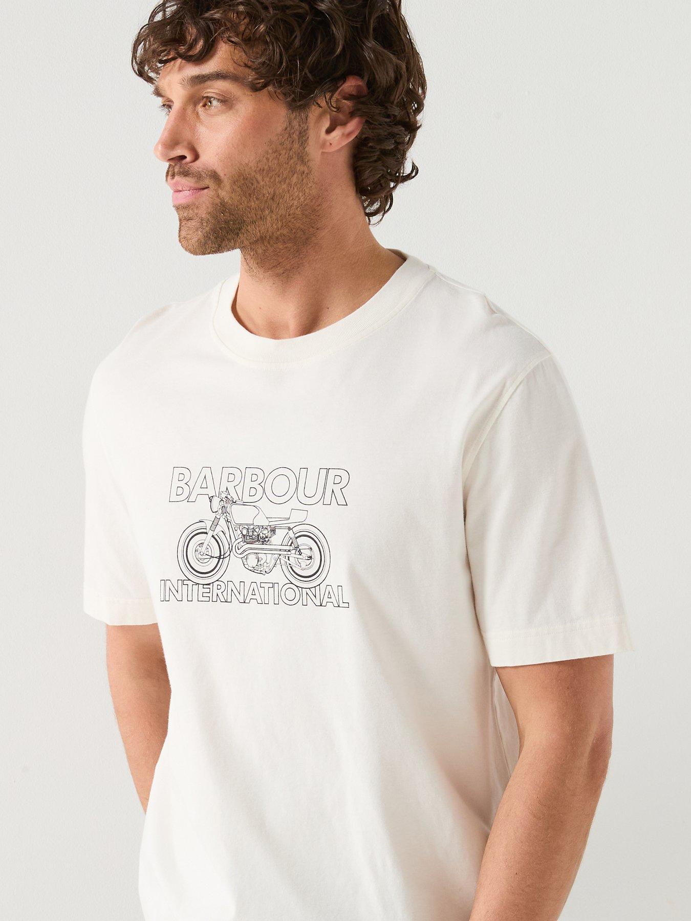 Image 6 of 6 of Barbour International Cowl Motorbike Graphic Relaxed T-Shirt - White
