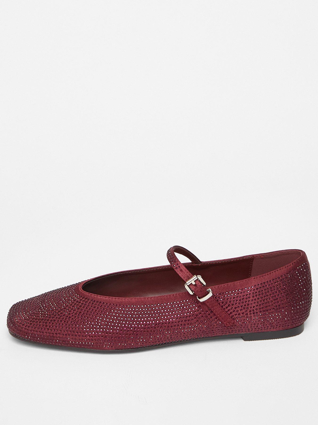  image of quiz-burgundy-diamante-embellished-pumps