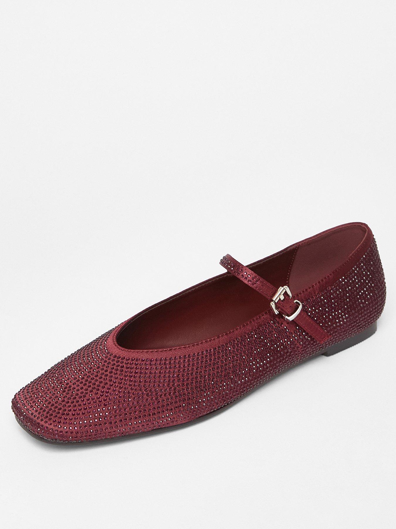 image of quiz-burgundy-diamante-embellished-pumps