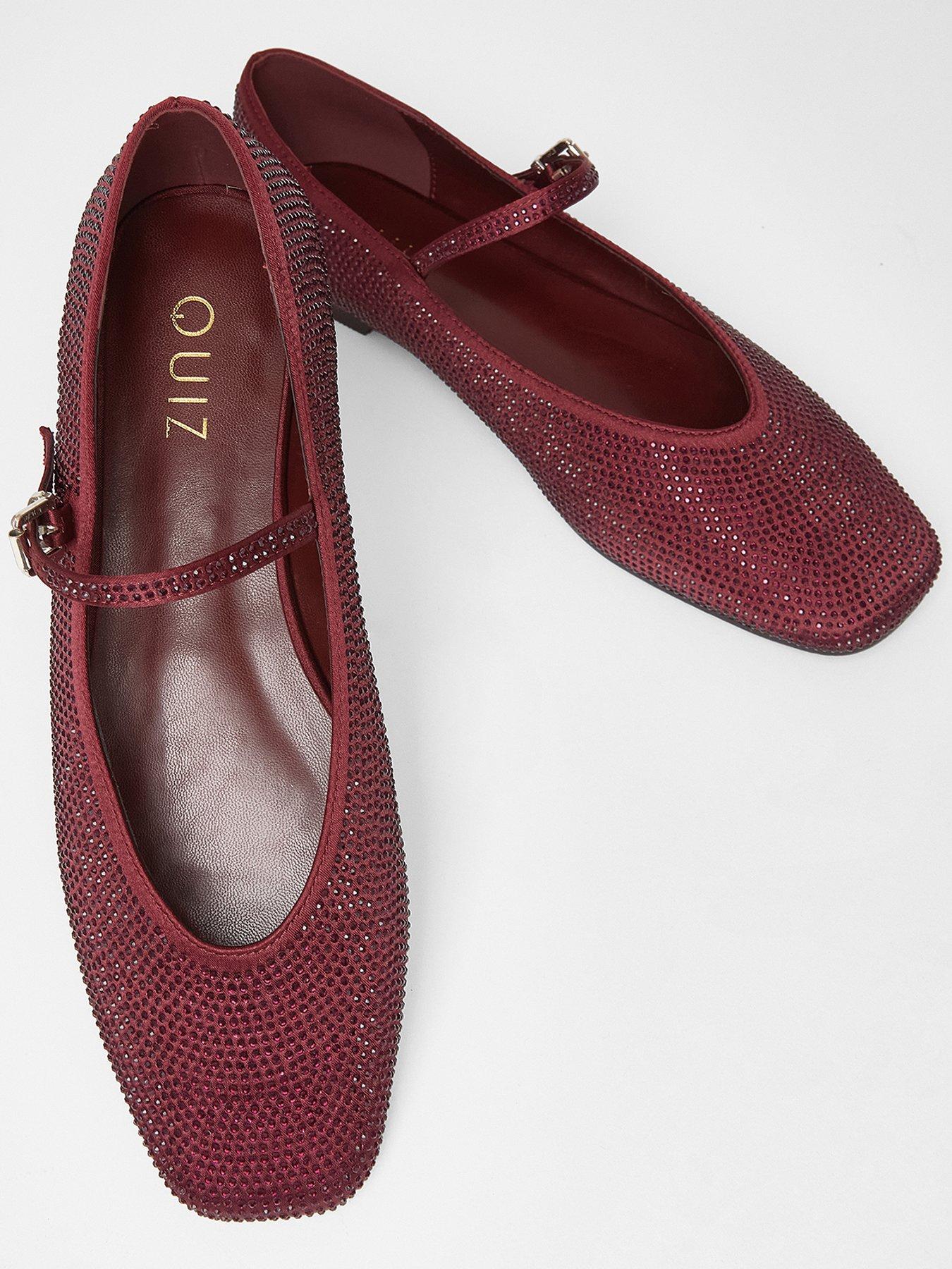  image of quiz-burgundy-diamante-embellished-pumps