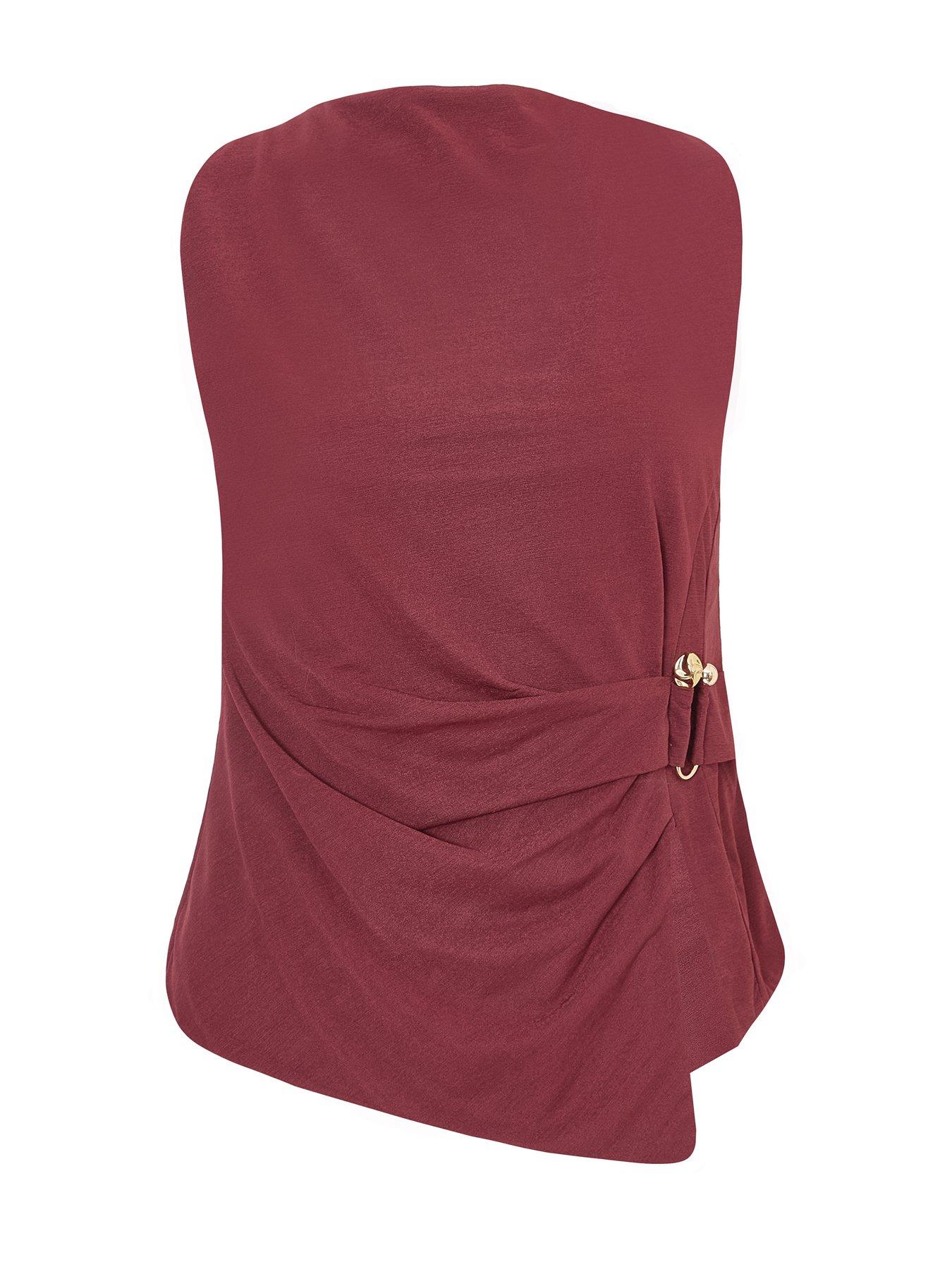 Image 4 of 6 of Quiz Burgundy Buckle Side Top