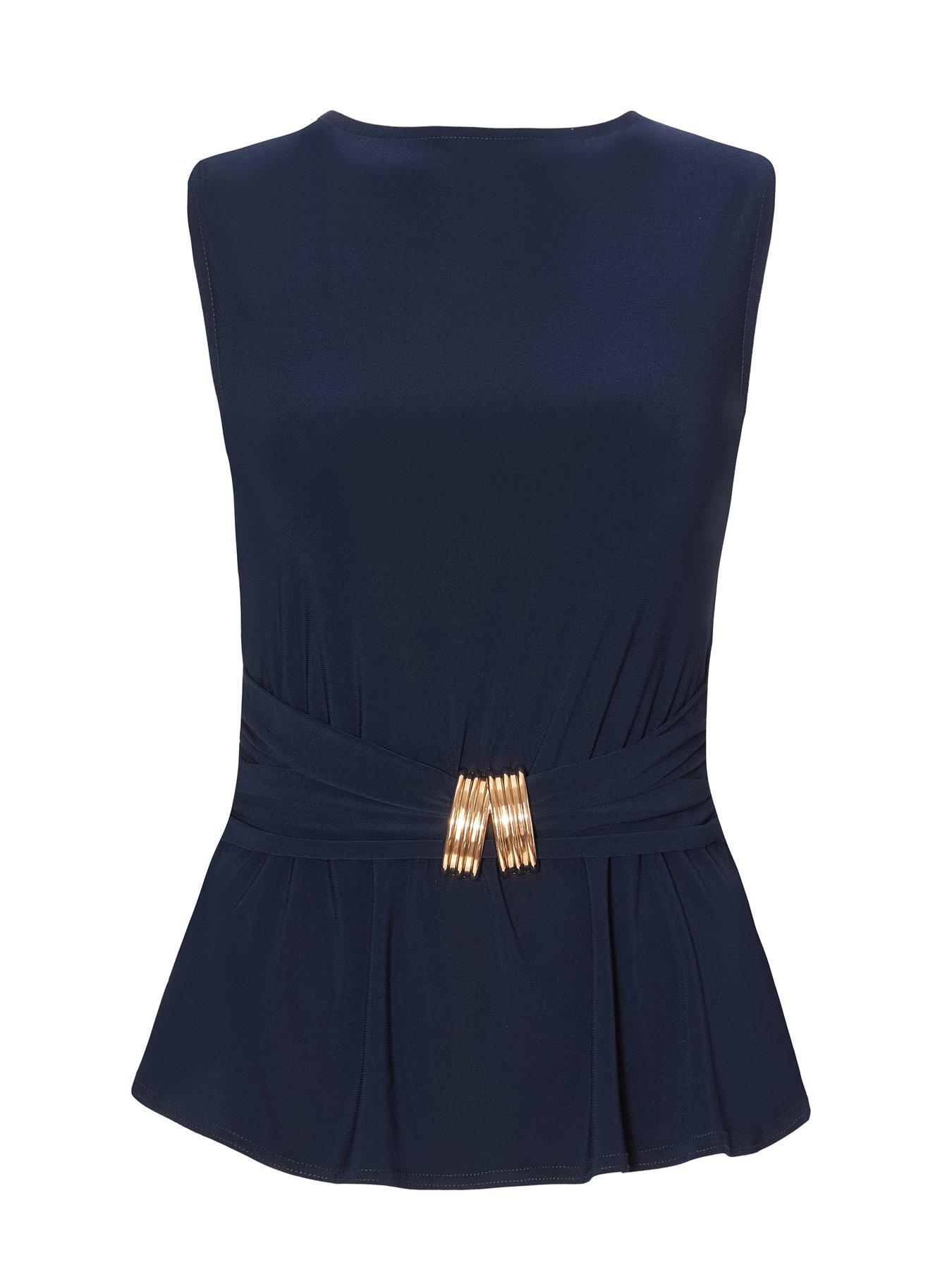  image of quiz-navy-buckle-waist-top