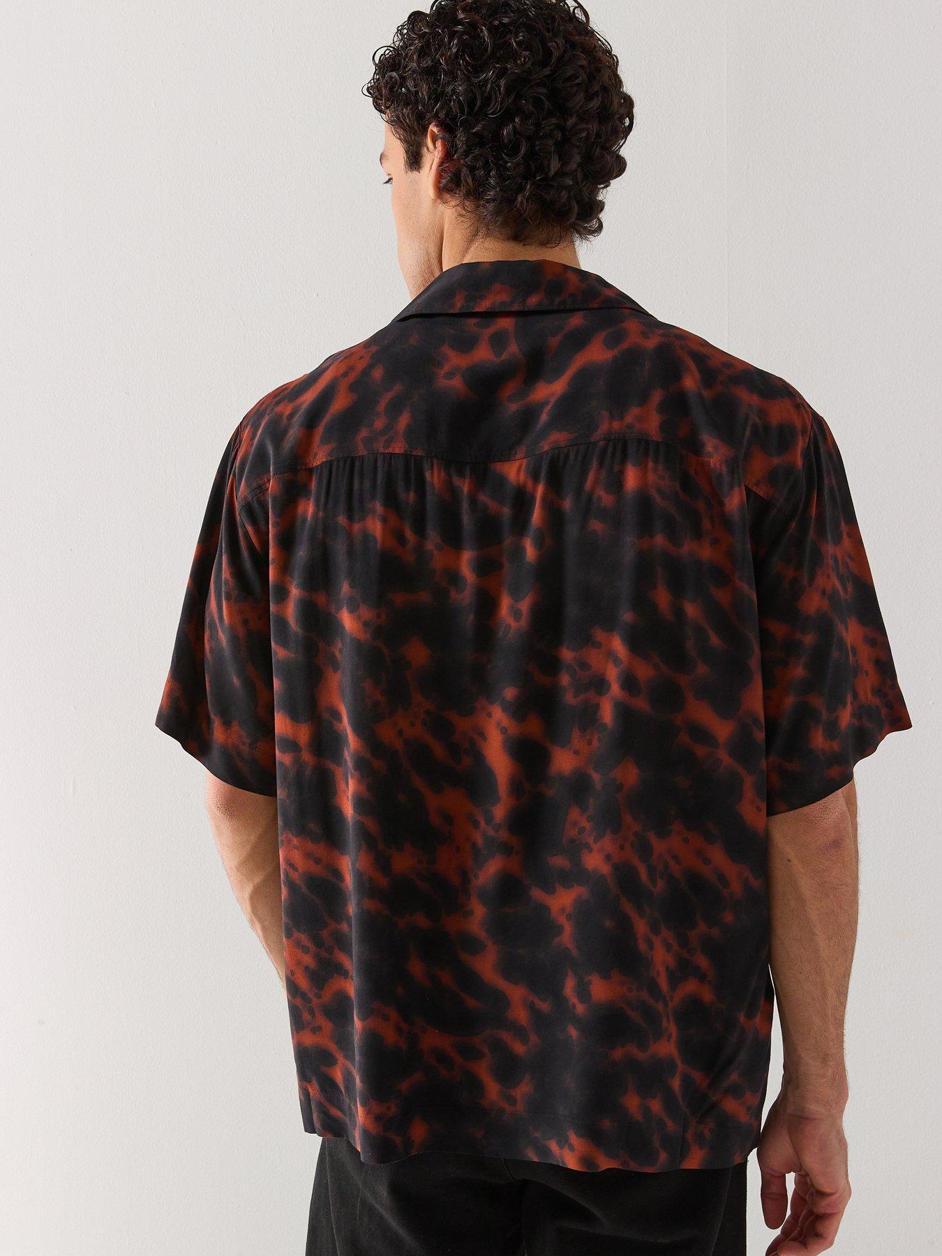 Image 2 of 4 of HUGO Espino Oversize Fit Tortoiseshell Print Short Sleeve Shirt - Black
