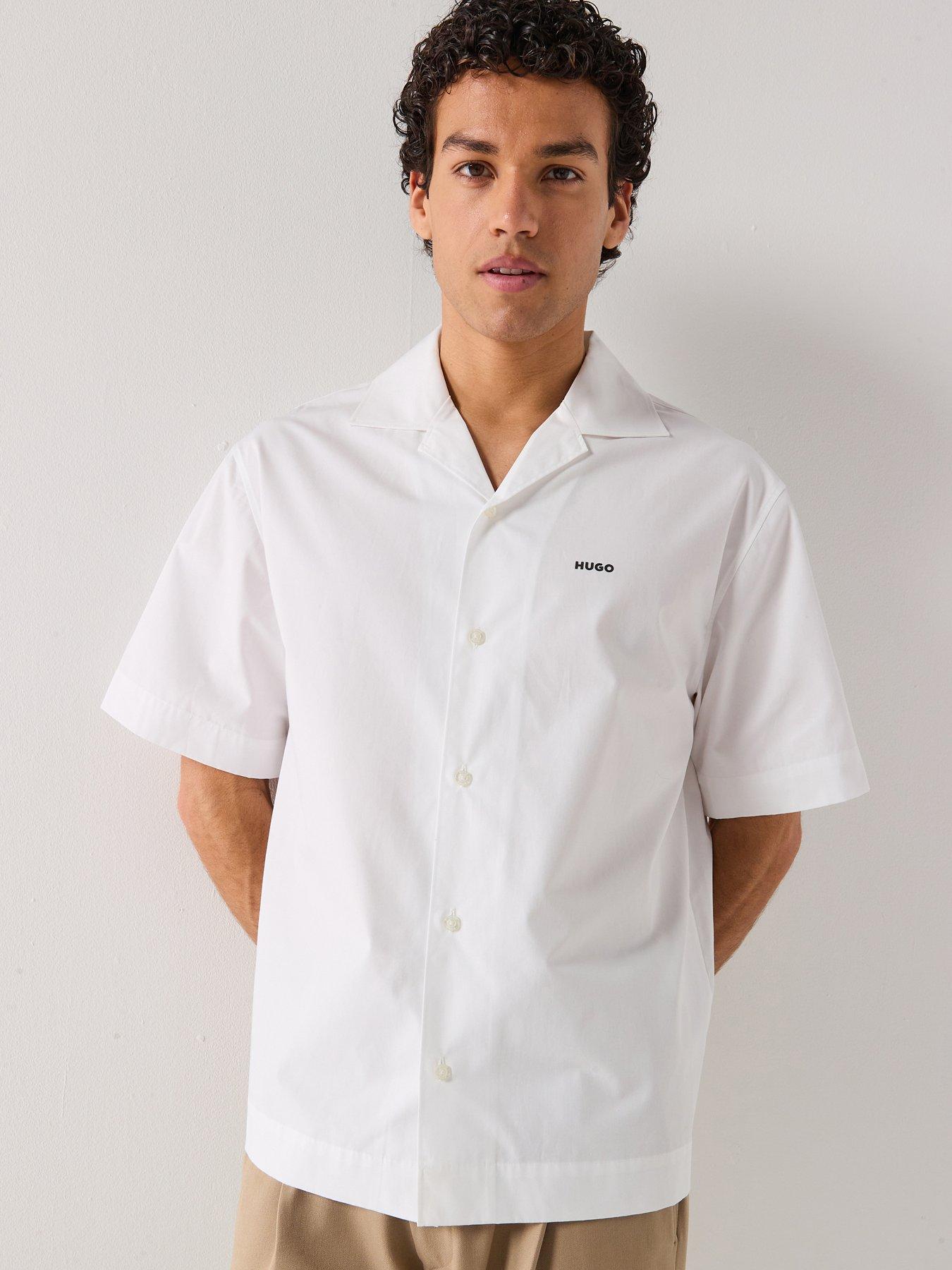 HUGO Espino Oversize Fit Short Sleeve Shirt - White