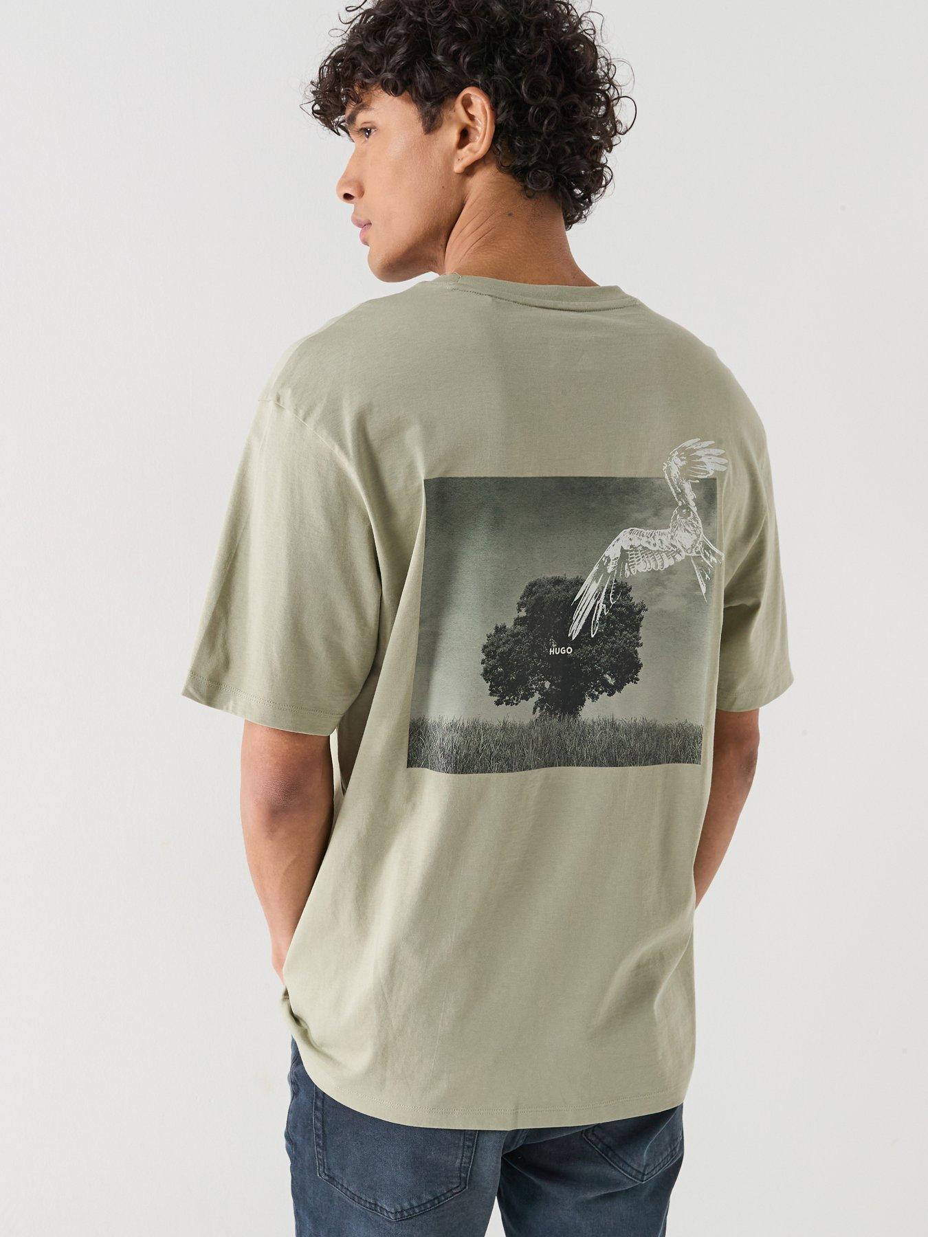HUGO Derlyns Back Print Relaxed Fit T-Shirt - Light Green