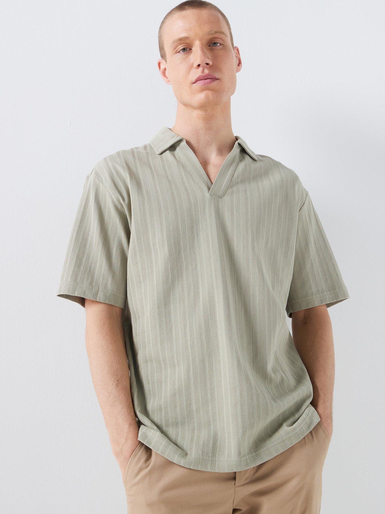 HUGO Dalibo Herringbone Stripe Polo Shirt - Light Green
