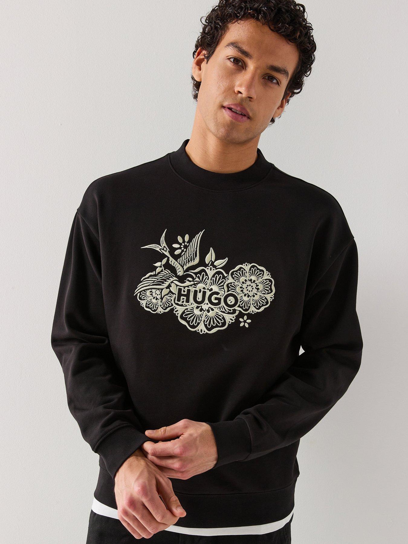 HUGO HUGO Darony Embroidered Logo Relaxed Fit Crew Sweat - Black
