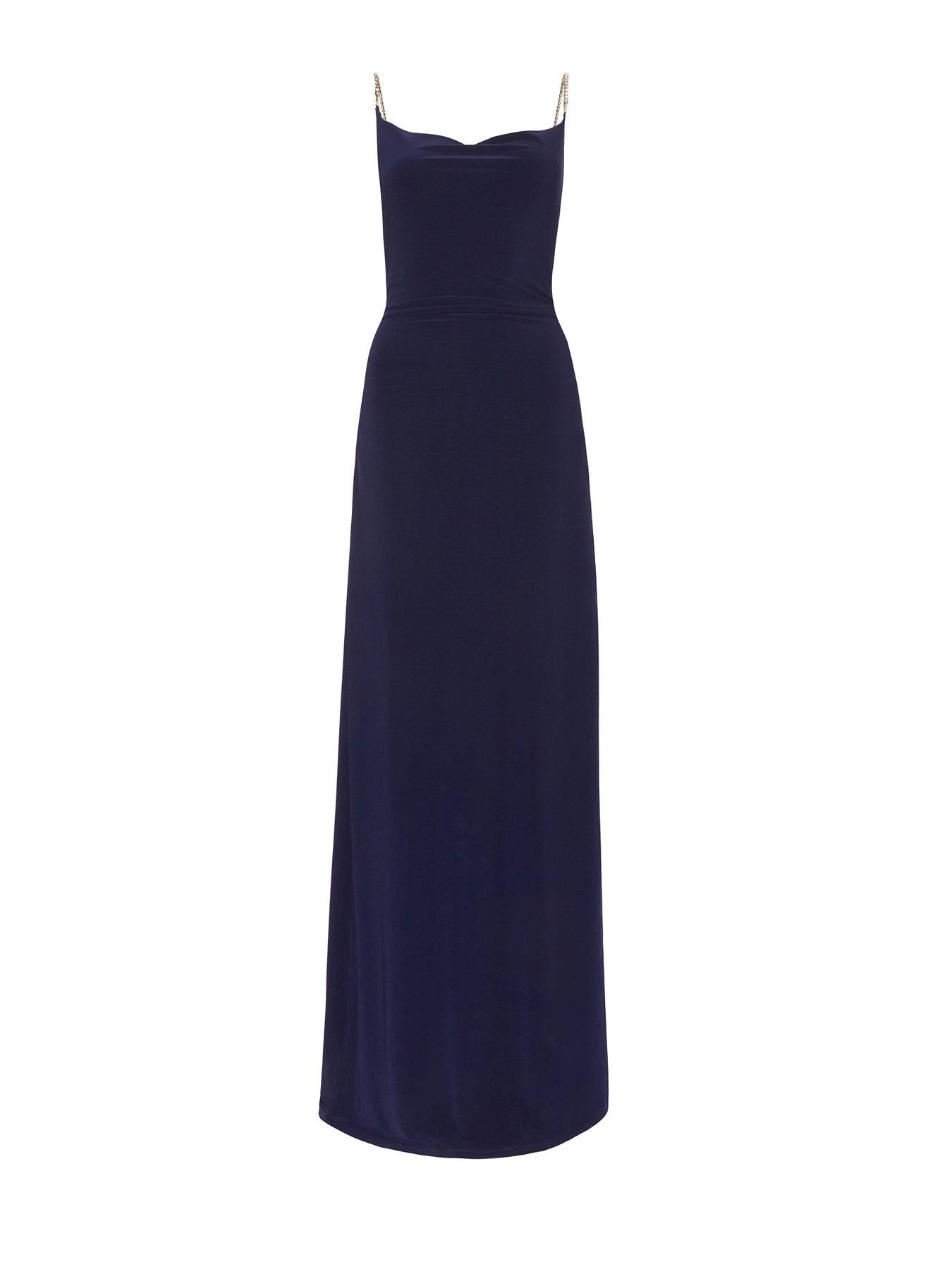  image of quiz-navy-diamante-strap-maxi-dress