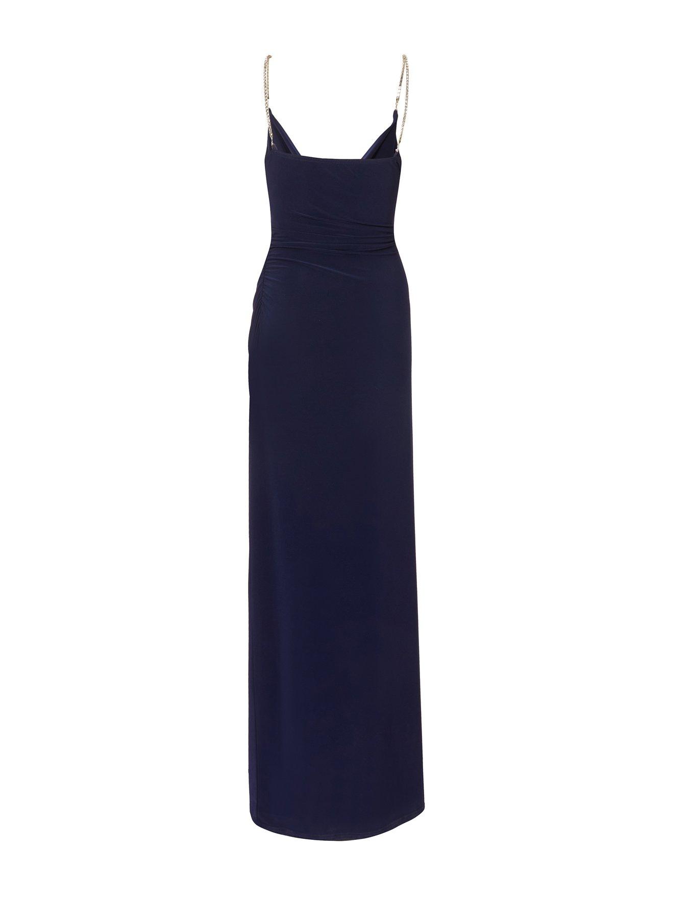  image of quiz-navy-diamante-strap-maxi-dress