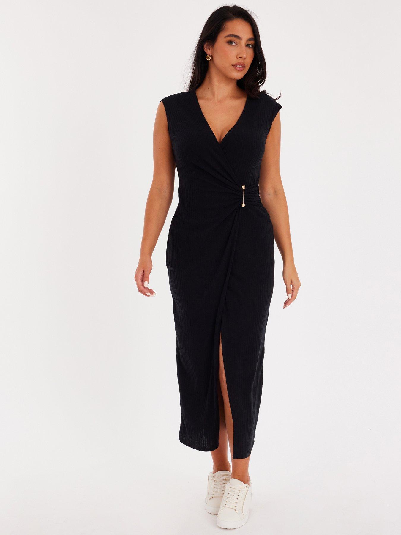 quiz-black-cap-sleeve-midaxi-dress
