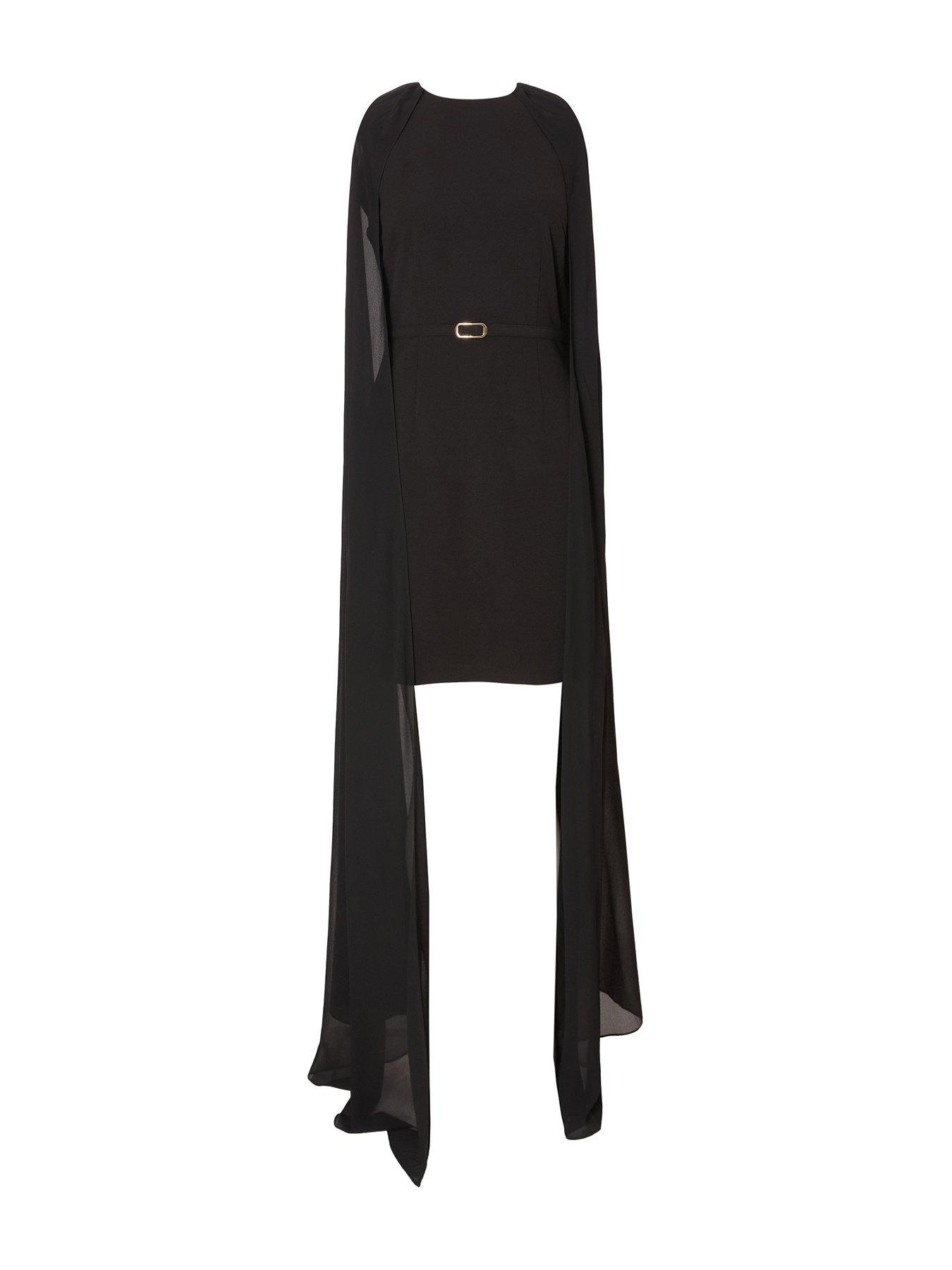  image of quiz-black-cape-sleeve-mini-dress