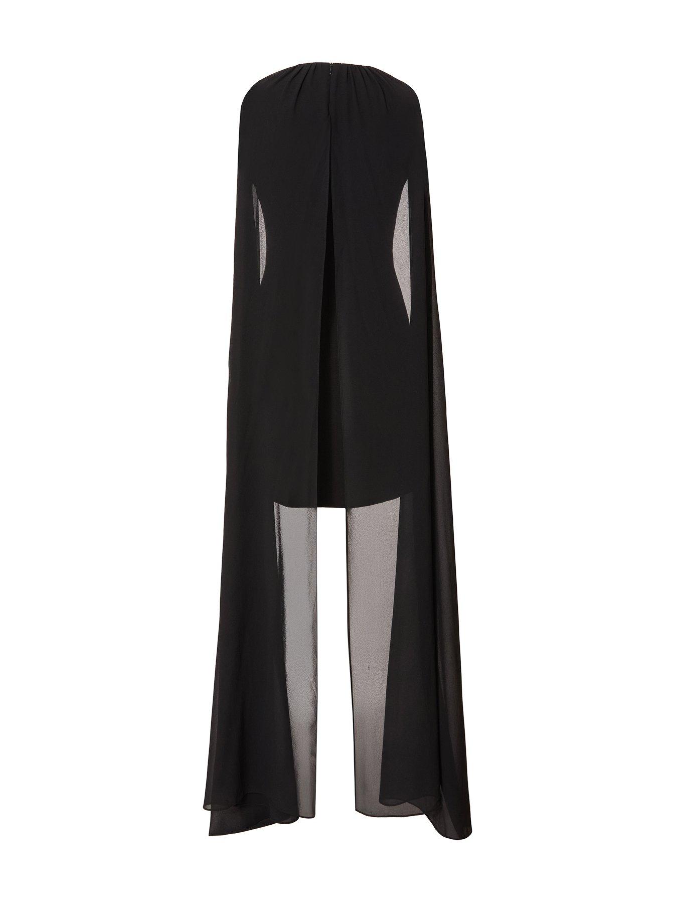  image of quiz-black-cape-sleeve-mini-dress