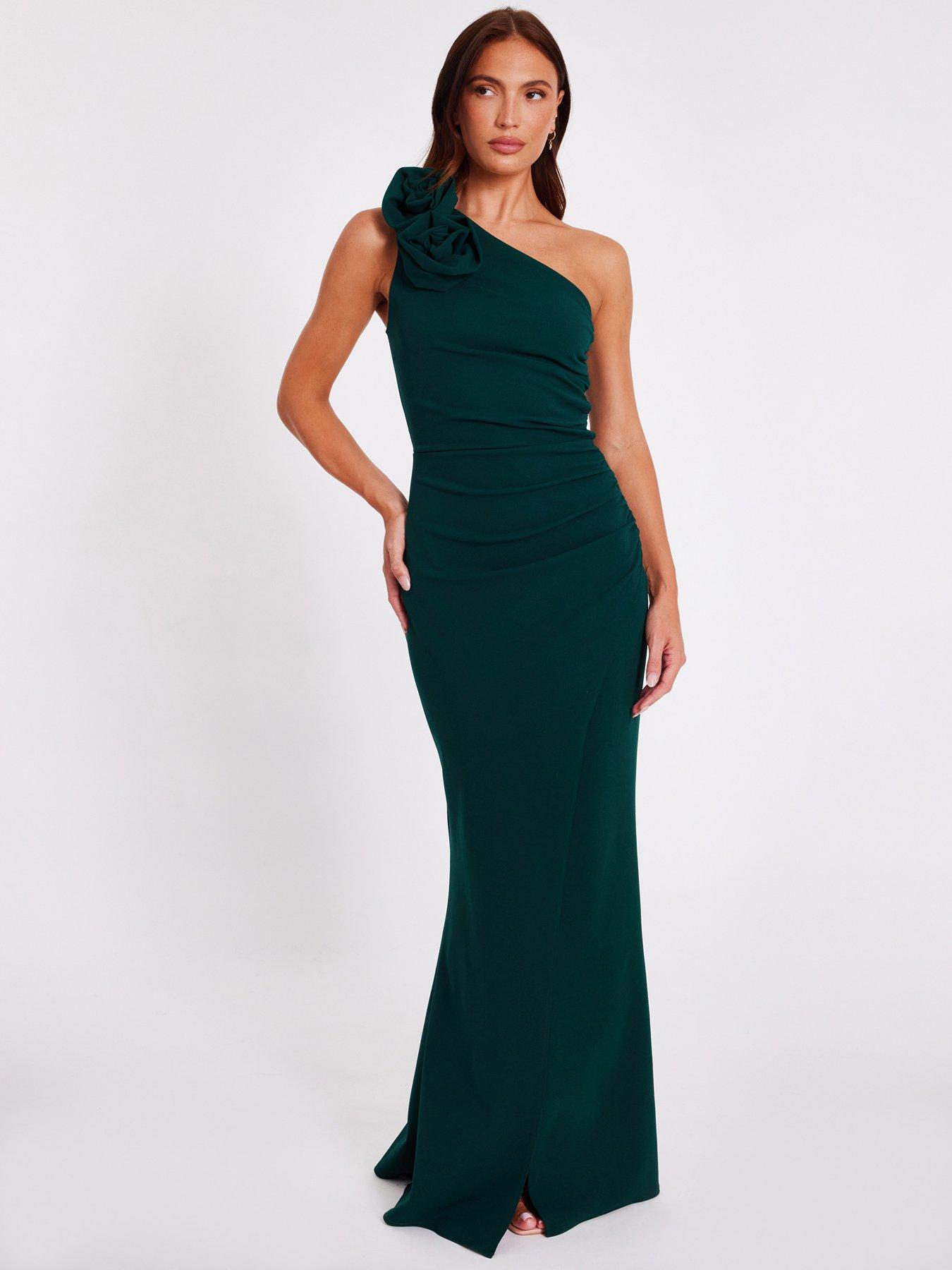 quiz-bottle-green-corsage-maxi-dress