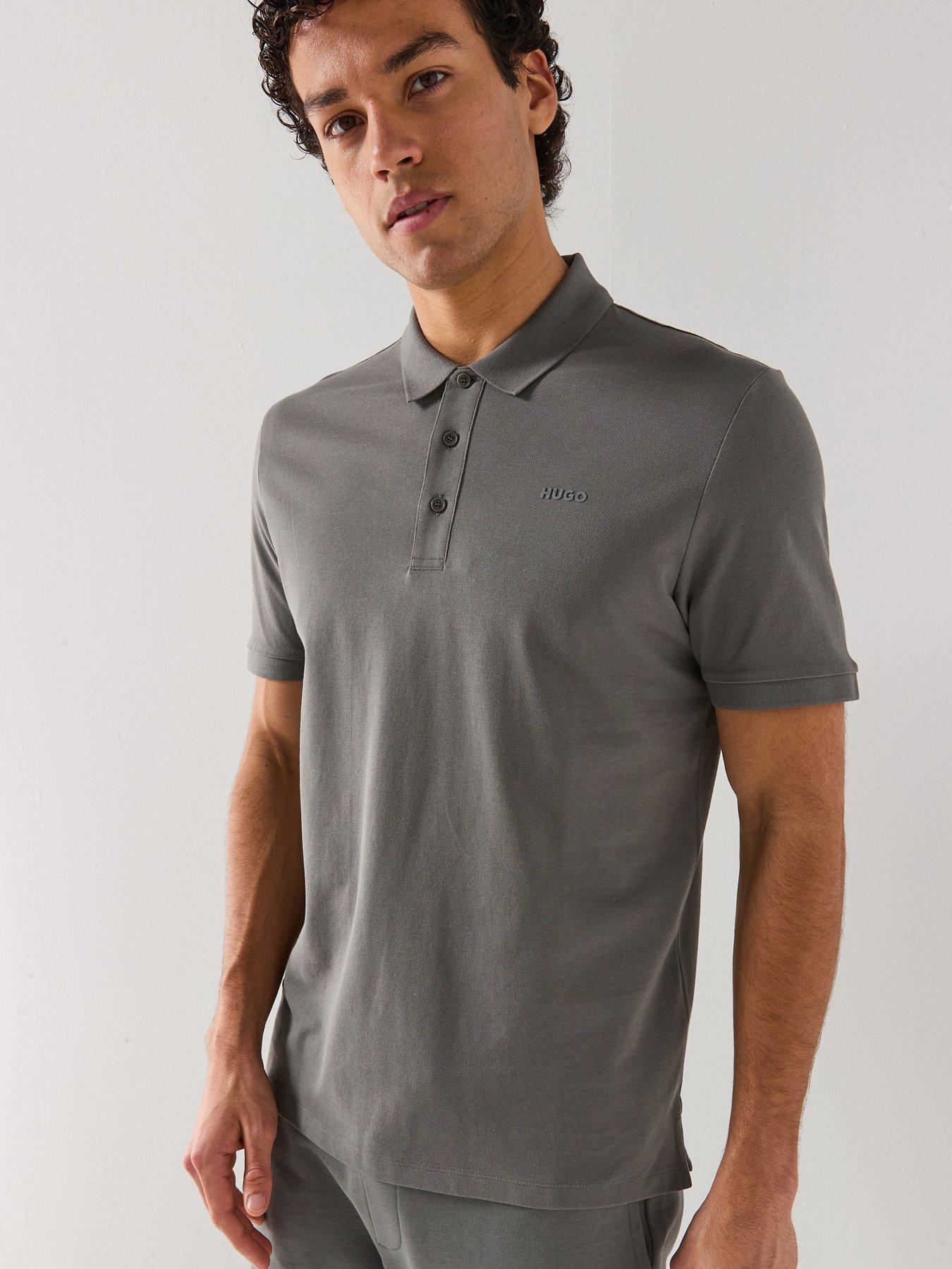 HUGO Donos222 Regular Fit Left Chest Logo Polo Shirt - Dark Grey