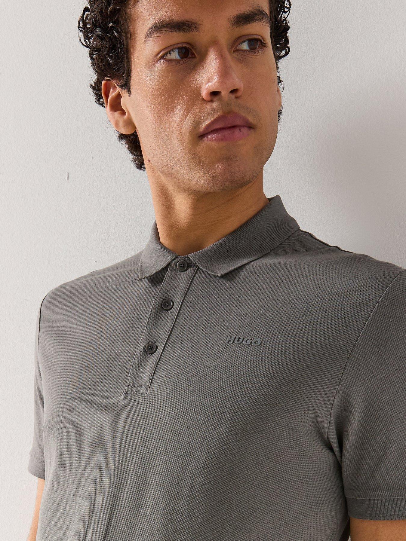 Image 4 of 4 of HUGO Donos222 Regular Fit Left Chest Logo Polo Shirt - Dark Grey